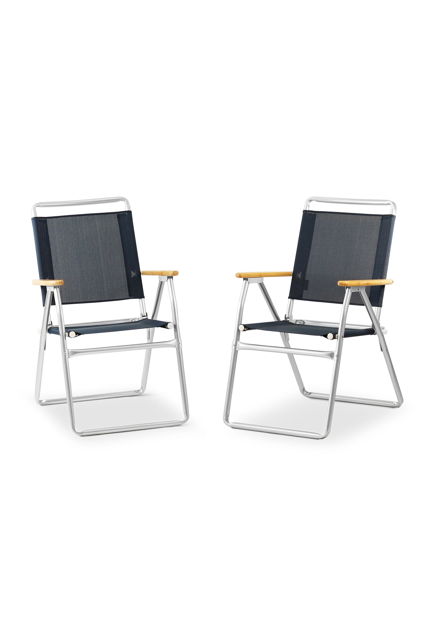 Klapper Aluminiumbootstuhl mit Teakarmlehnen von 2-m100