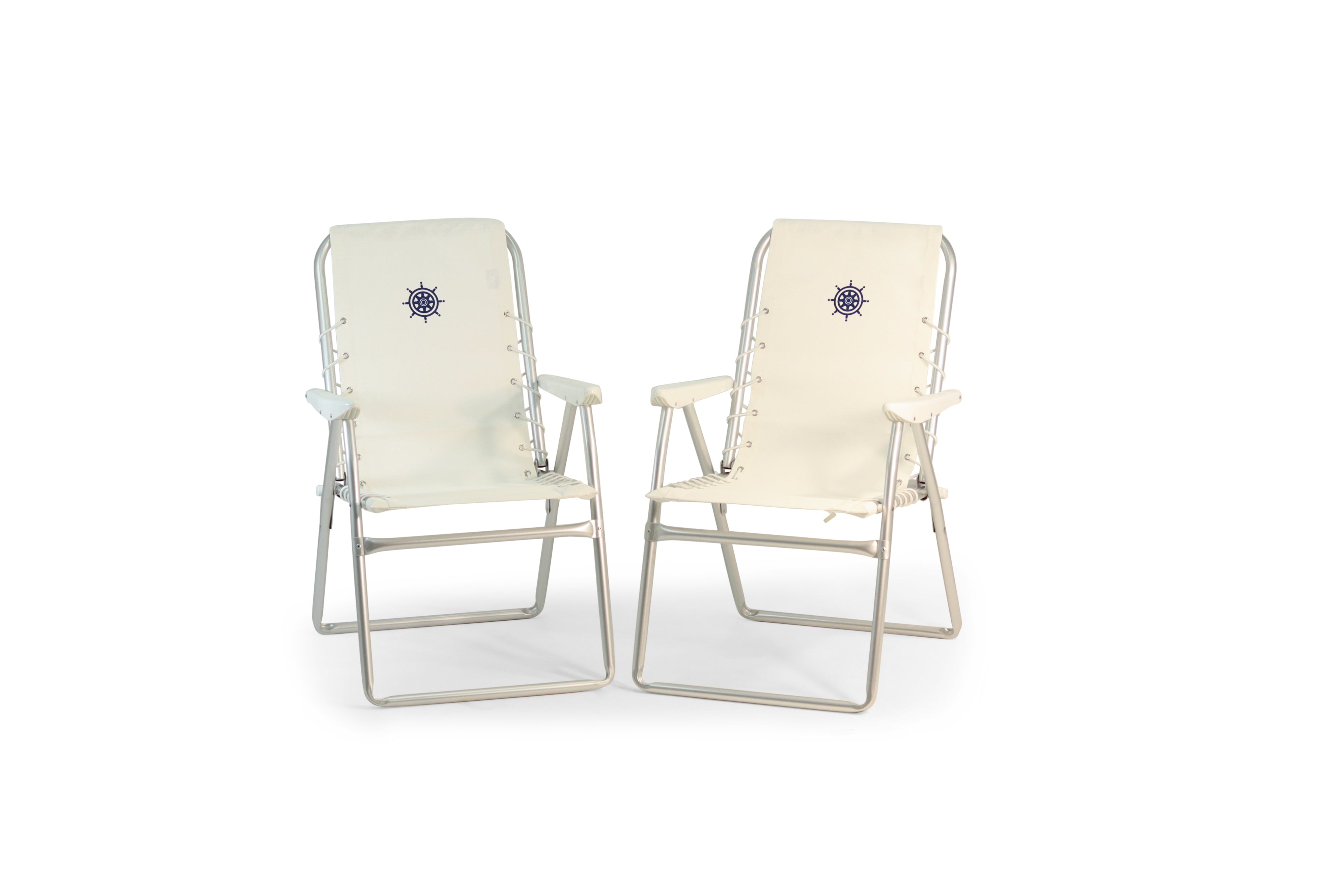 Forma Marine Outdoor Chair Textilene Fabric With plastic armrests Folding Aluminum  Set of 2-PA150VW #color_white vinyl