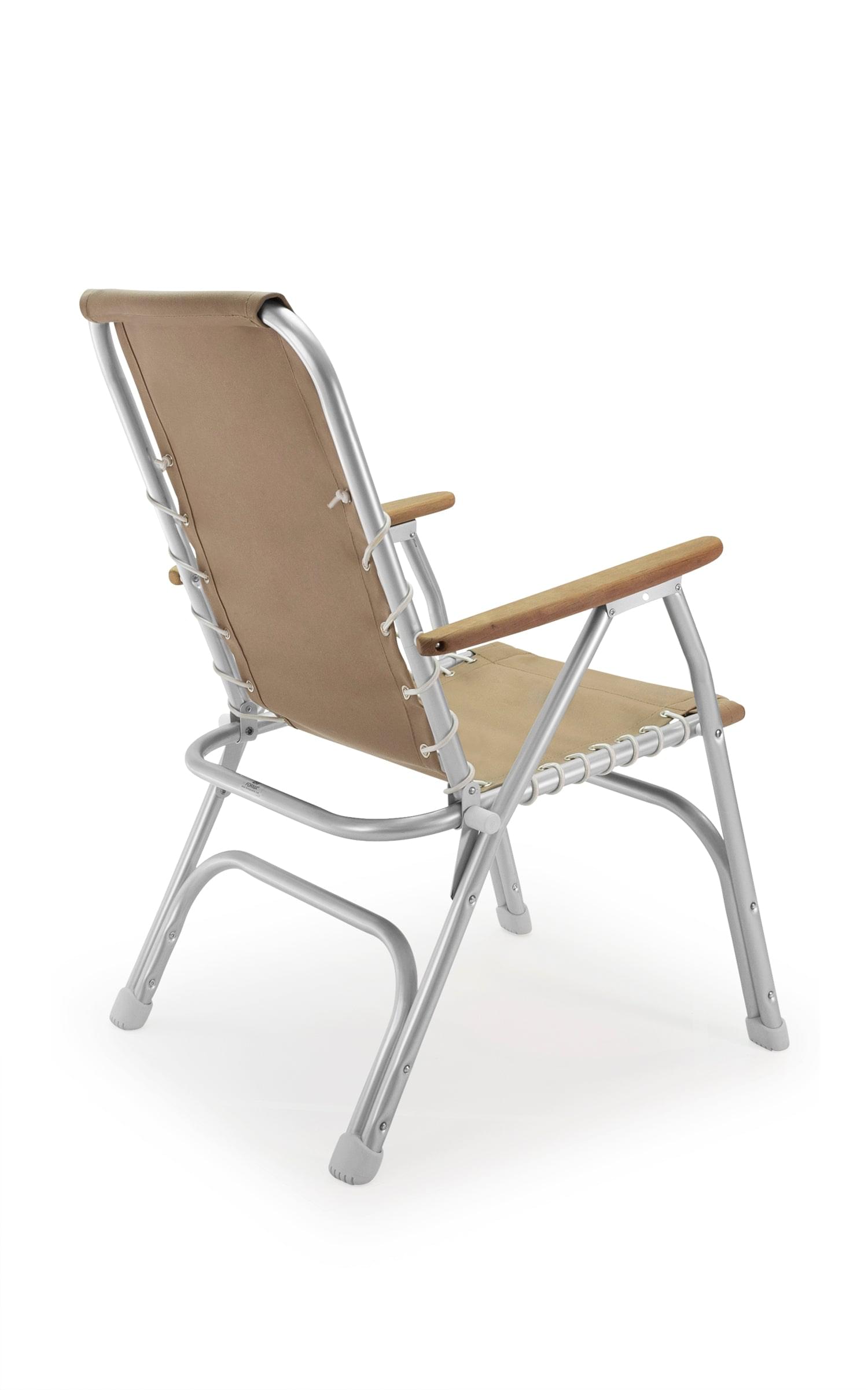 FORMA MARINE Boat Chair Folding Aluminum High Back  with Bamboo Armrests, Brown Fabric ECO150BR #color_brown