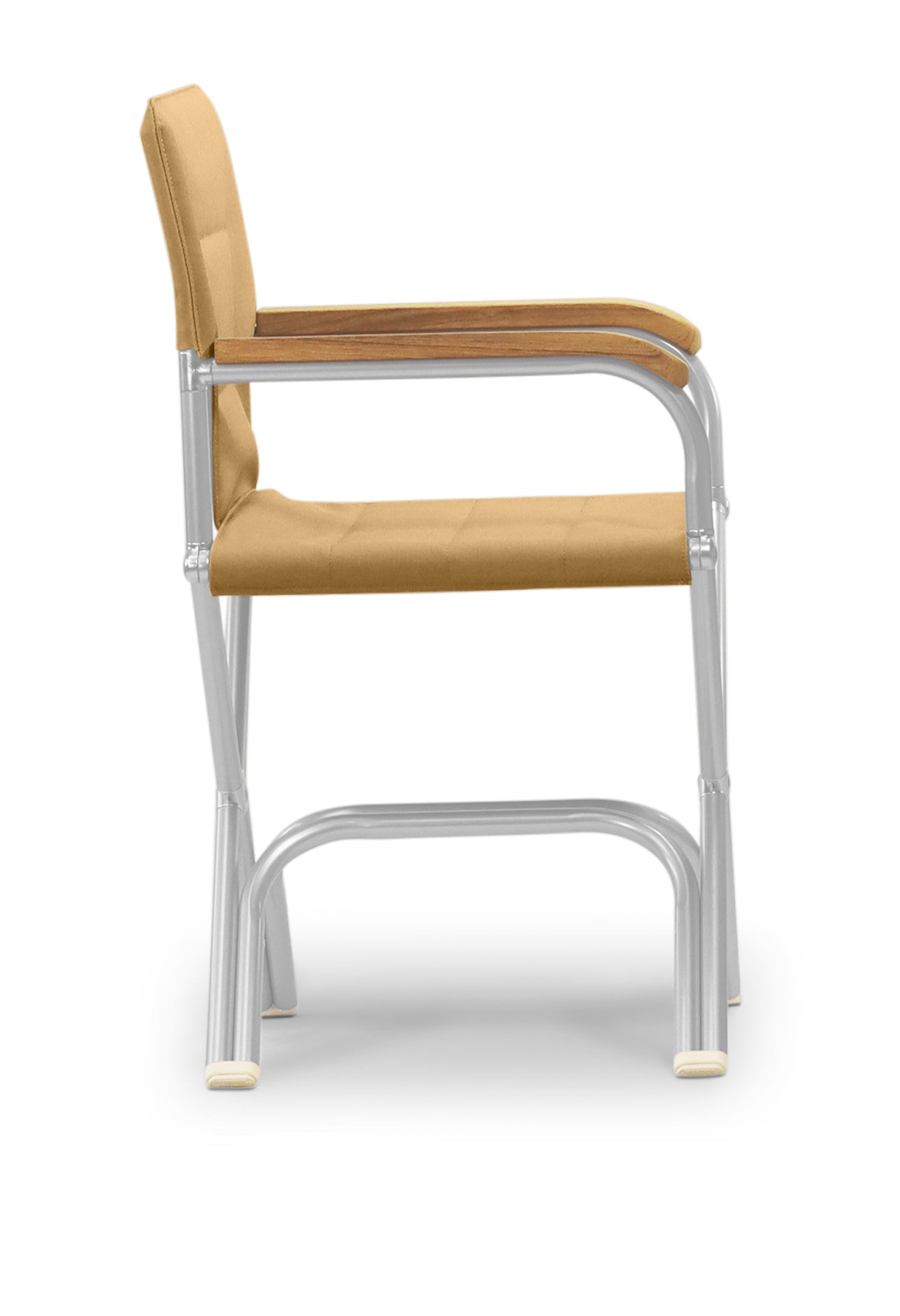 FORMA MARINE Boat Chair High-End Folding Aluminum with Teak Armrests and uniform Fabric A6000BRTUNI #color_brown