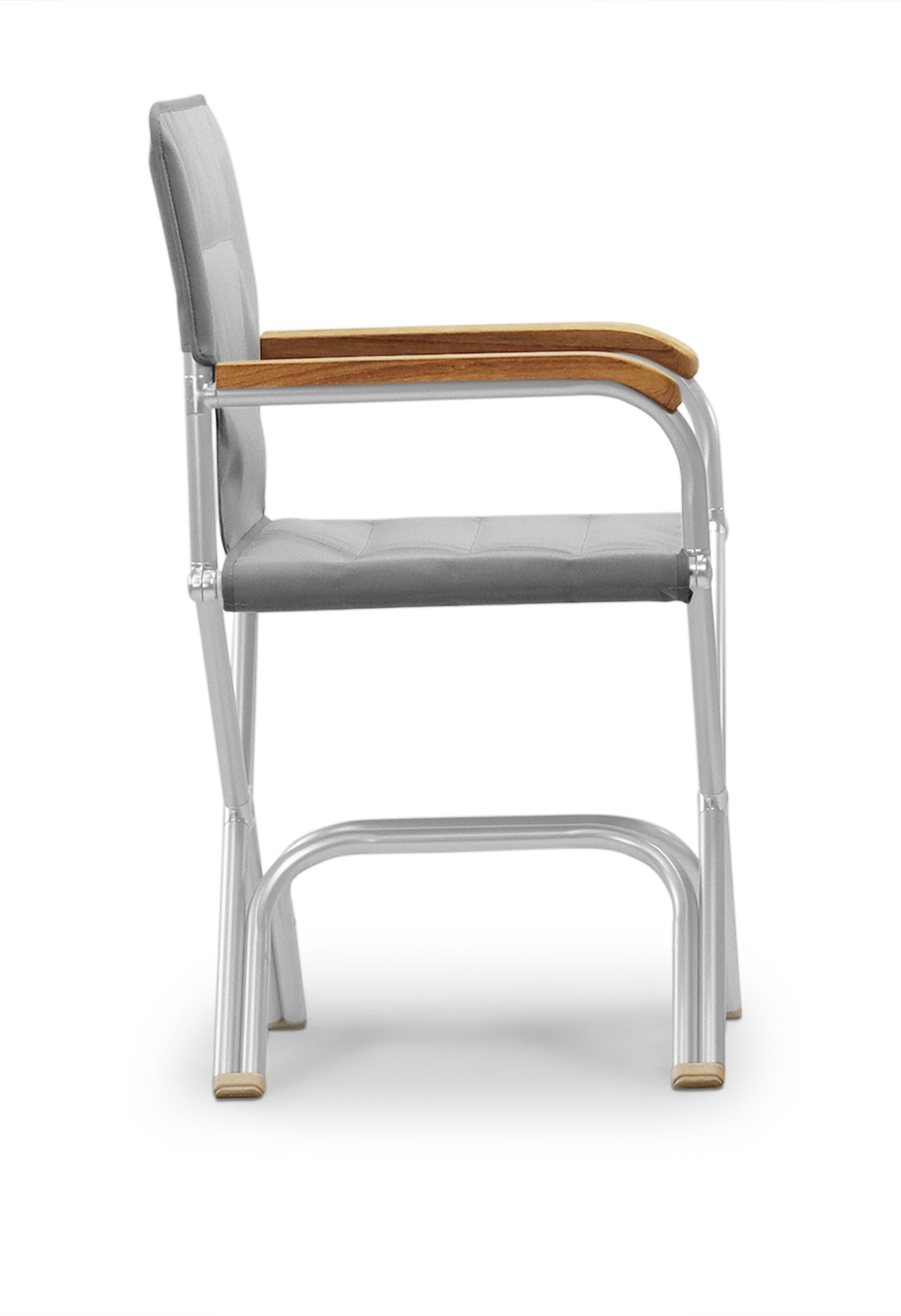 FORMA MARINE Boat Chair High-End Folding Aluminum with Teak Armrests and uniform Fabric A6000GTUNI #color_grey