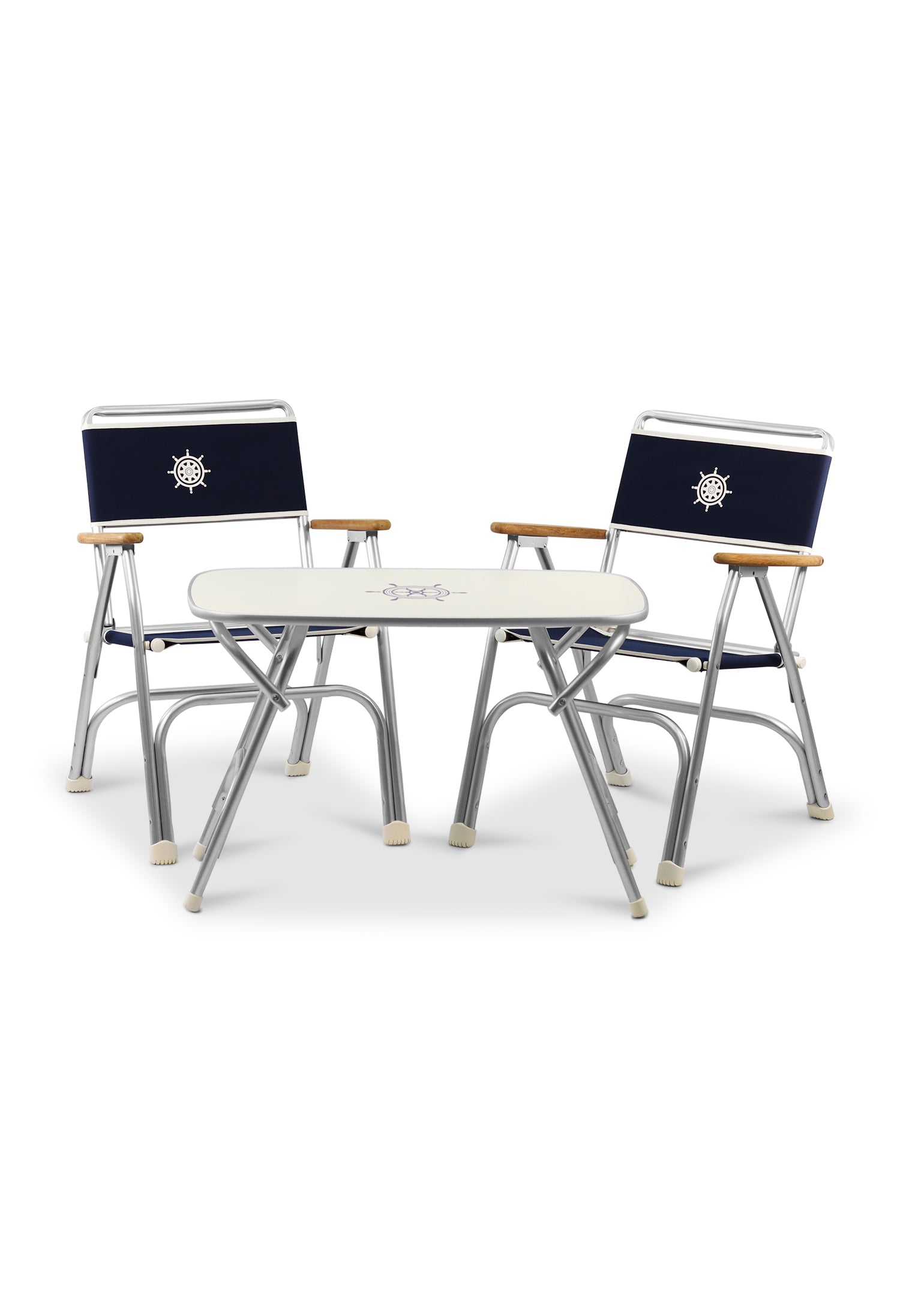 Forma Marines Bundles Boat Chair Teak Armrests Set of 2 M100NB + Boat Table Folding Aluminum M250 B100250 #color_navy