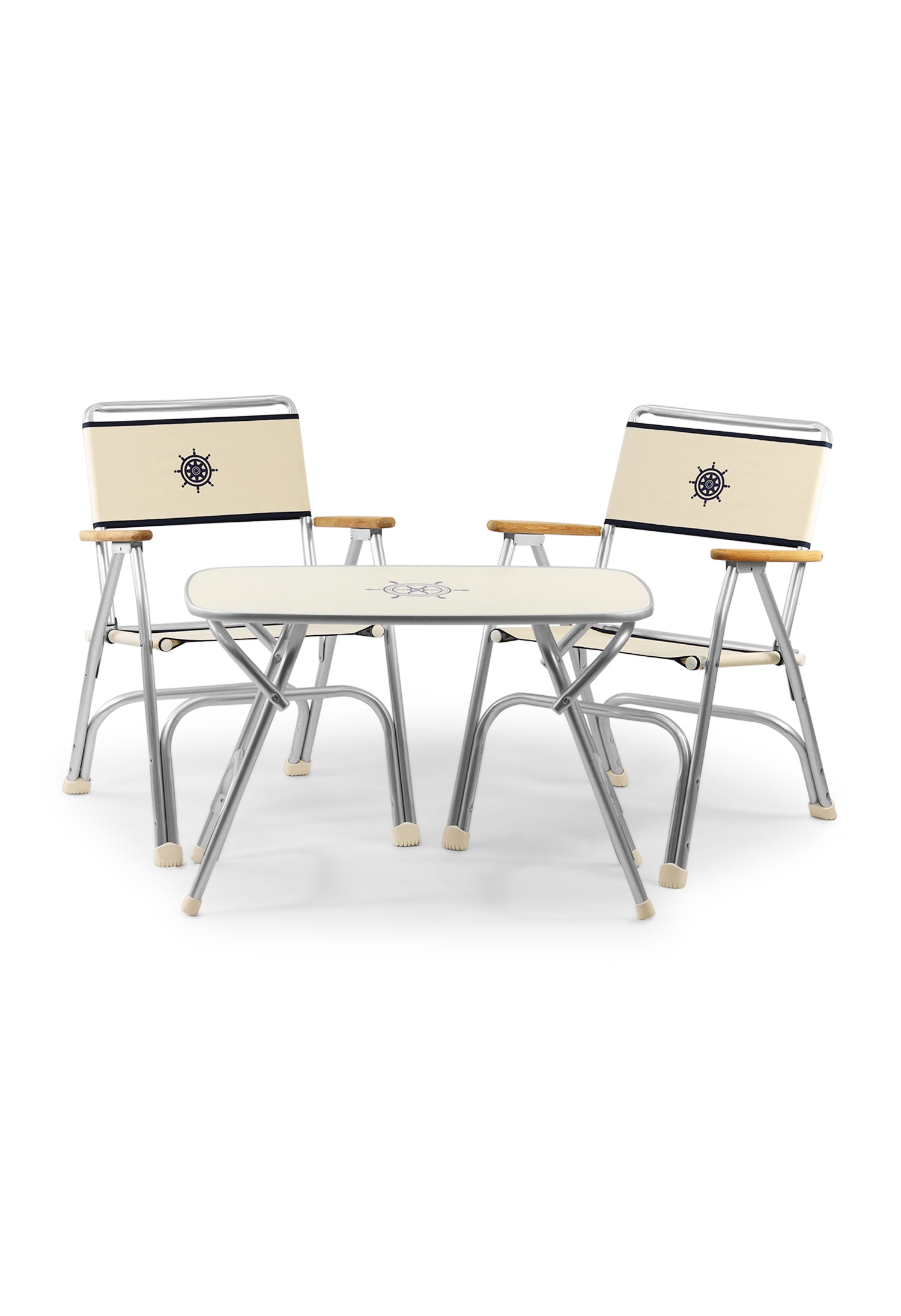 Forma Marines Bundles  Boat Chair Teak Armrests Set of 2 M100W + Boat Table Folding Aluminum M250 B100250 #color_white