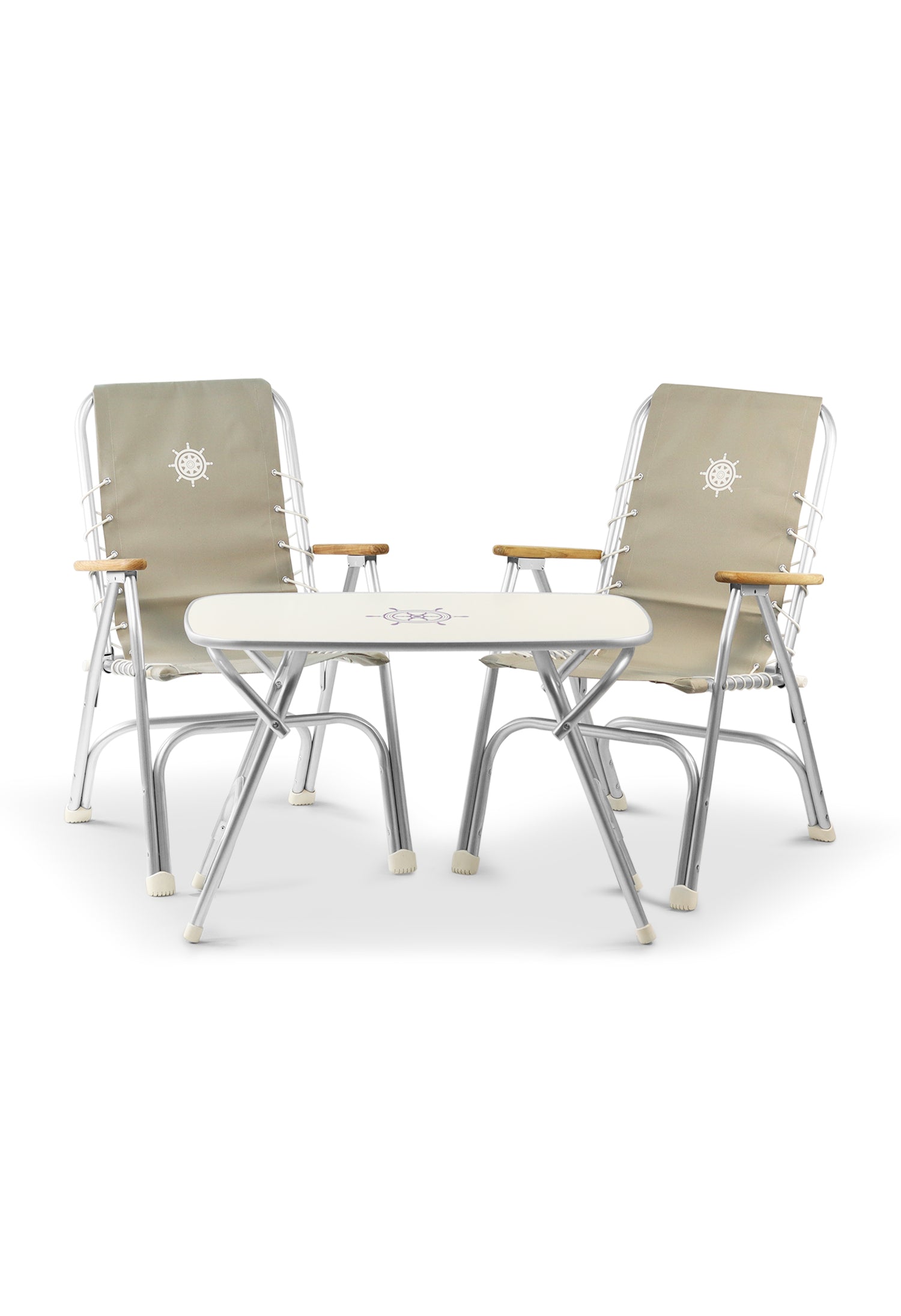Forma Marines Bundles Boat Chair High Back Teak Armrests Set of 2 M150 + Boat Table Folding Aluminum M250 B150250 #color_grey