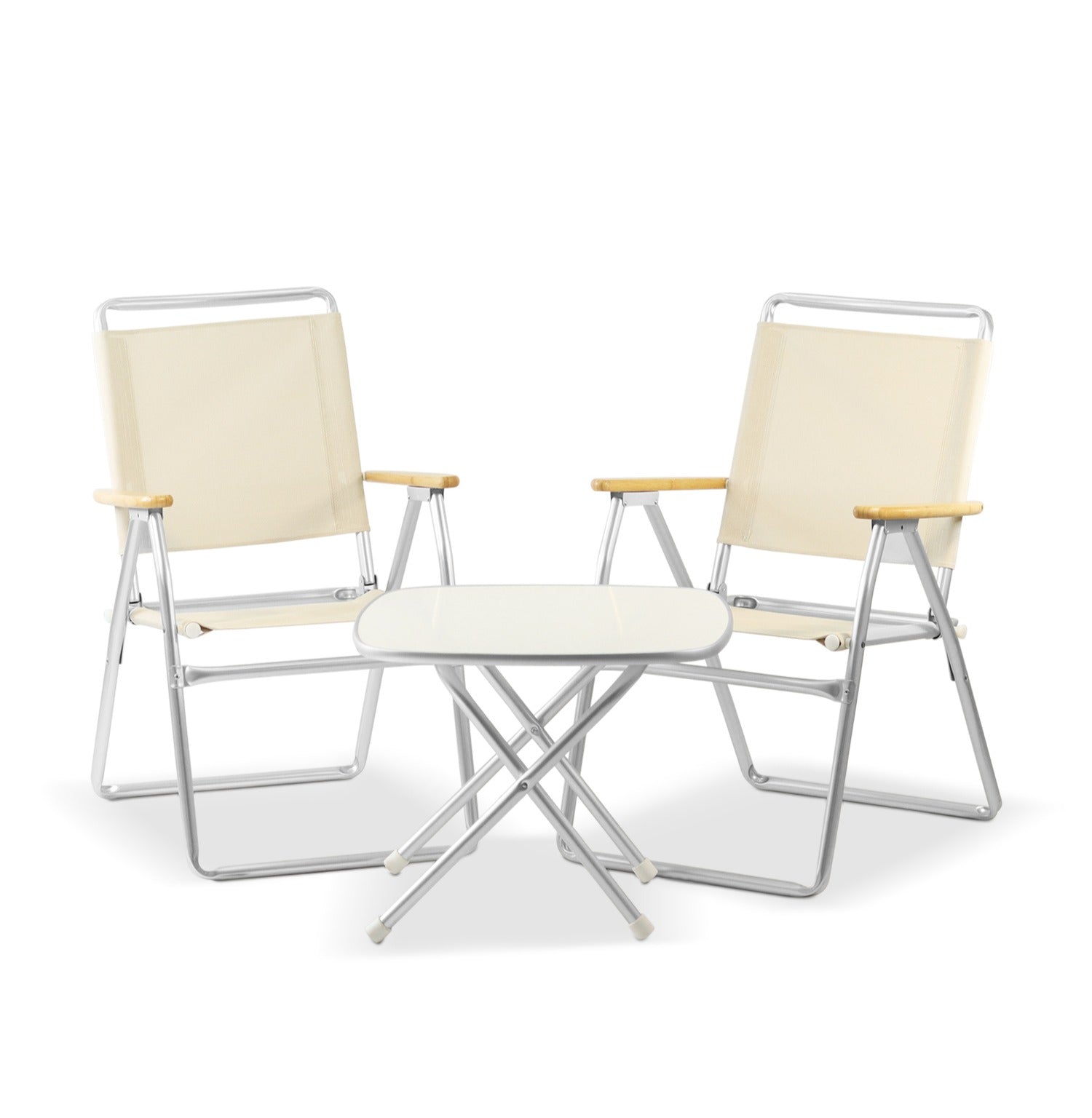 Forma Marine bundle Boat Chair Teak Armrests Aluminum Boat Chair Set of 2+ Boat Table Aluminum and Melamine #color_sand