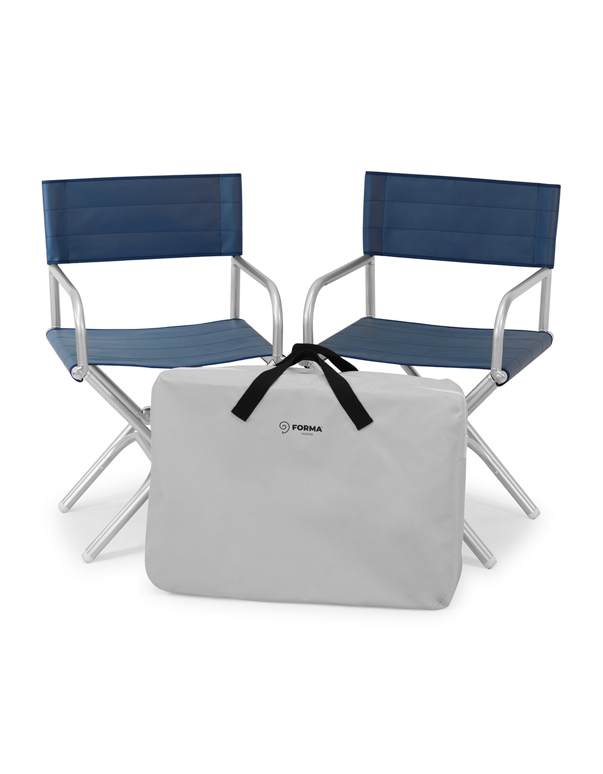 Forma Marine Bundle 2 Boat Chairs Vinyl Blue Folding Aluminum High end + Protective Bag BA6000VB-C #color_navy