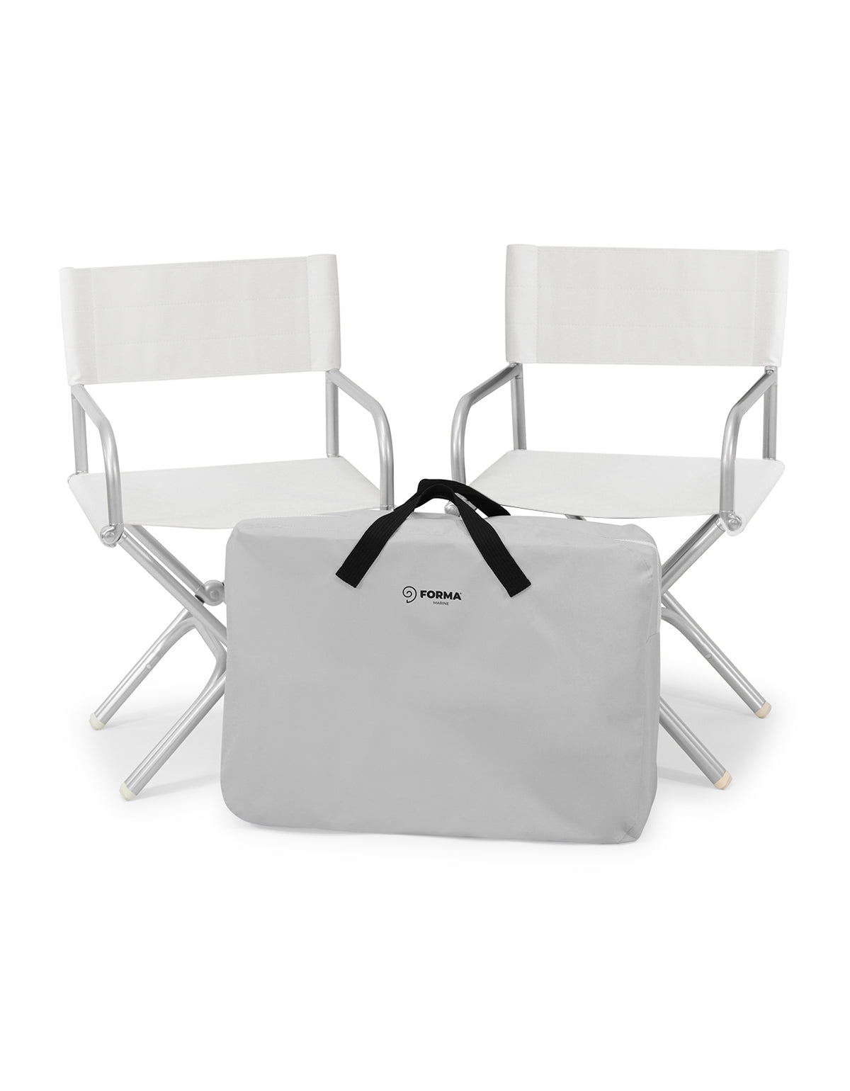 Forma Marine Bundle 2 Boat Chairs Vinyl White Folding Aluminum High end + Protective Bag BA6000VW-C #color_white