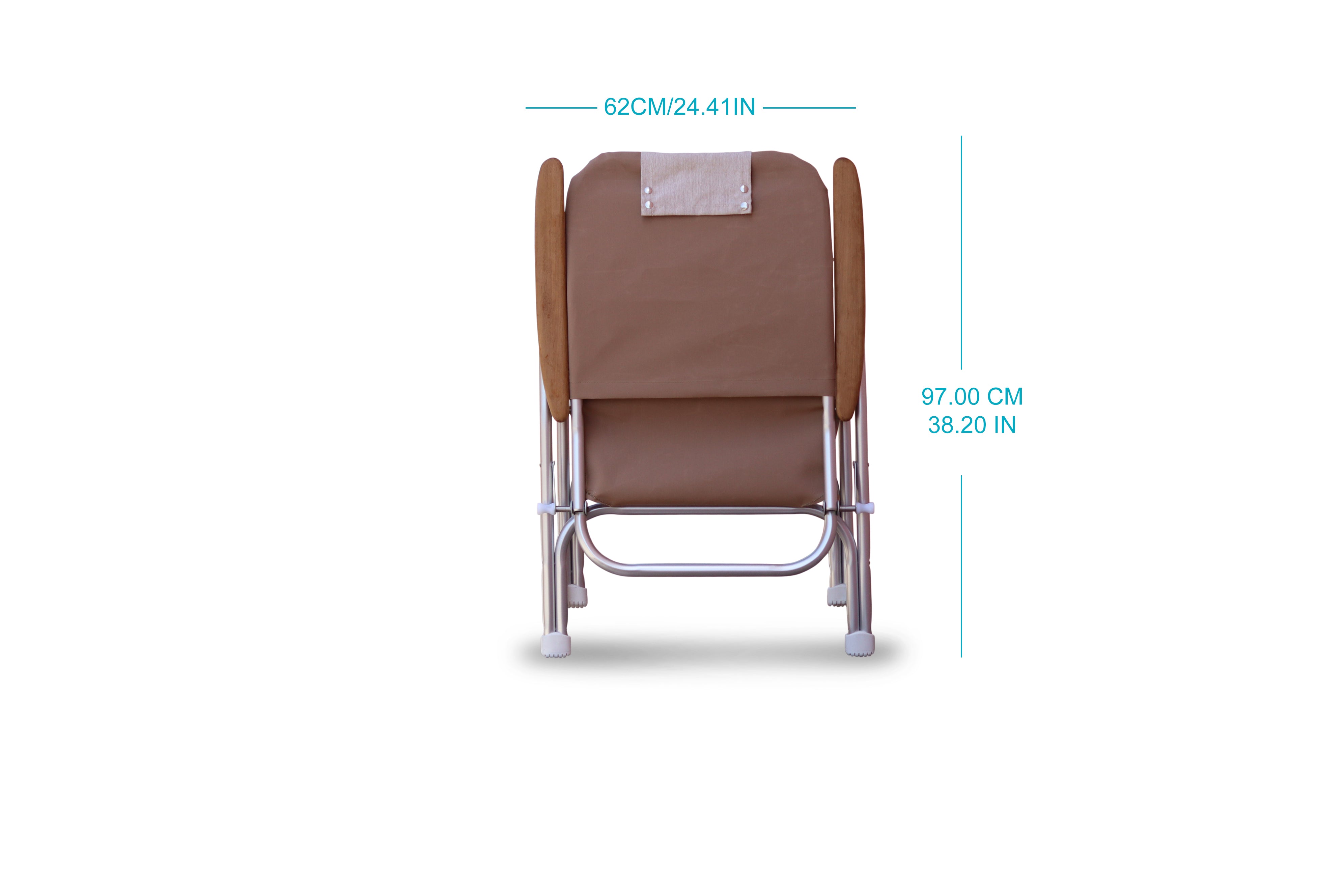 FORMA MARINE Boat Chair Aluminum Folding Reclining with Teak Armrests Uniform Fabric R120BR #color_brown