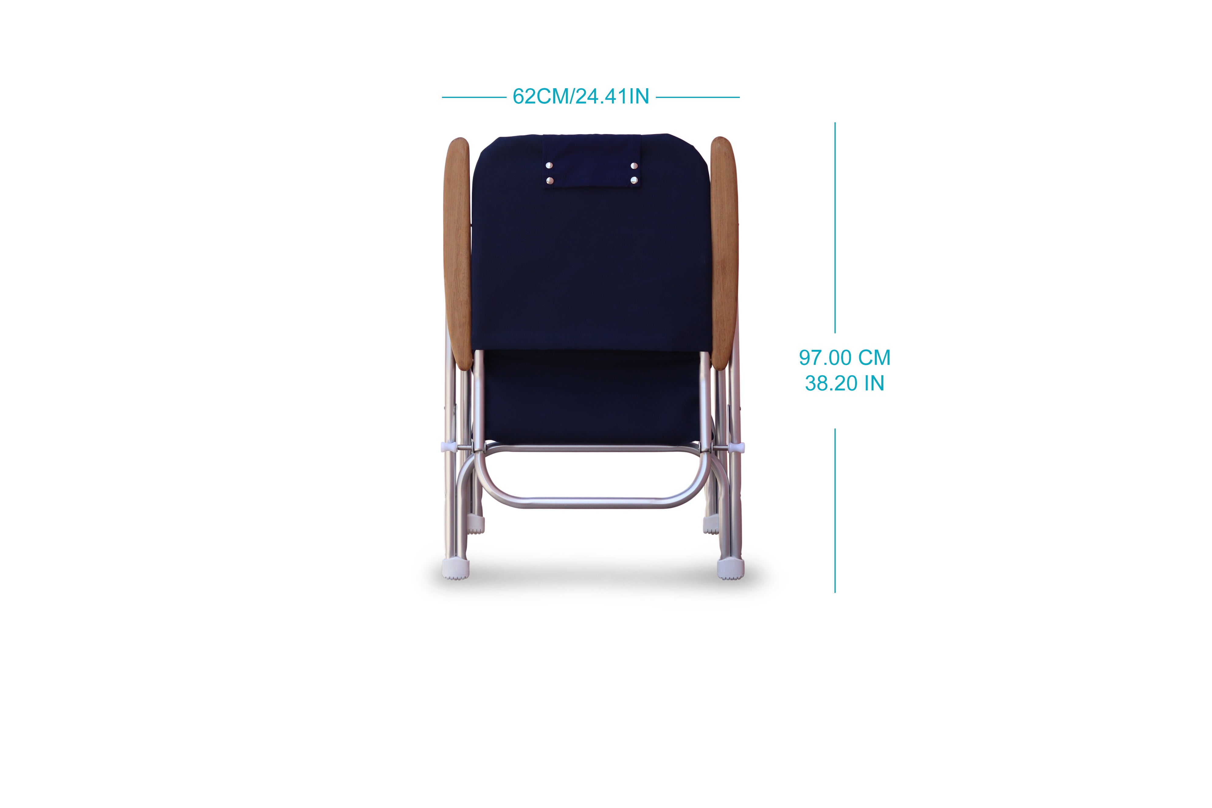 FORMA MARINE Boat Chair Aluminum Folding Reclining with Teak Armrests Uniform Fabric R120NB #color_navy