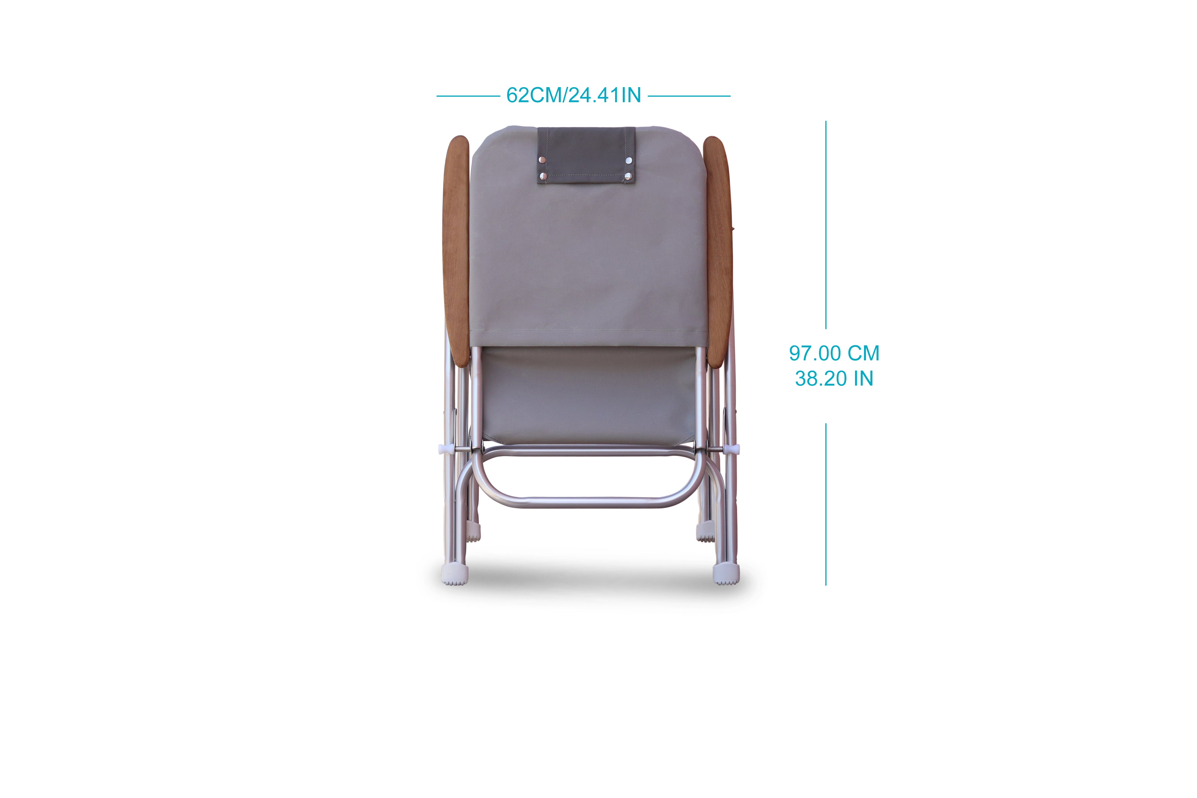 FORMA MARINE Boat Chair Aluminum Folding Reclining with Teak Armrests Uniform Fabric R120G #color_grey