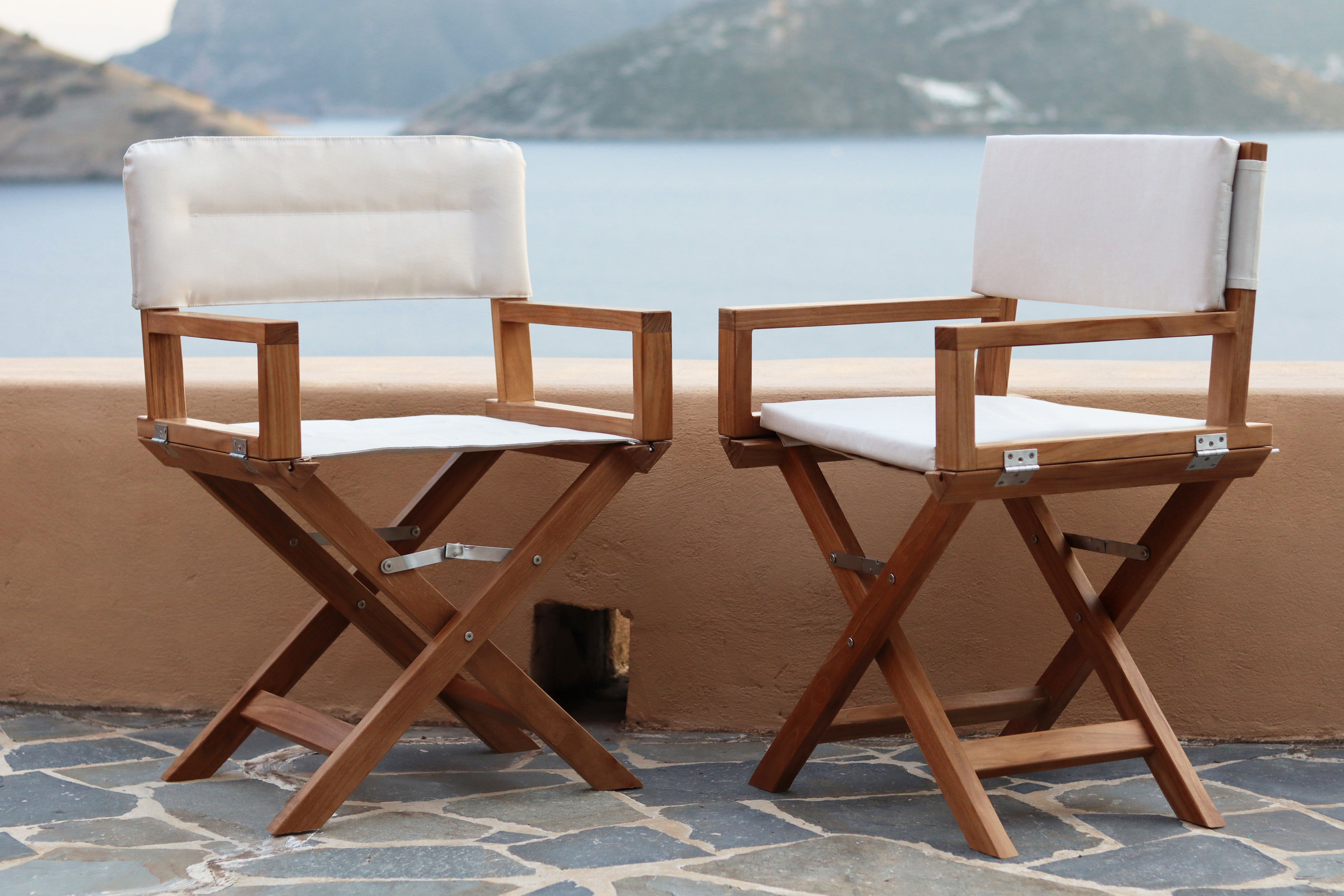Forma Marine Teak Chair with Armrests Folding - L10 #color_white