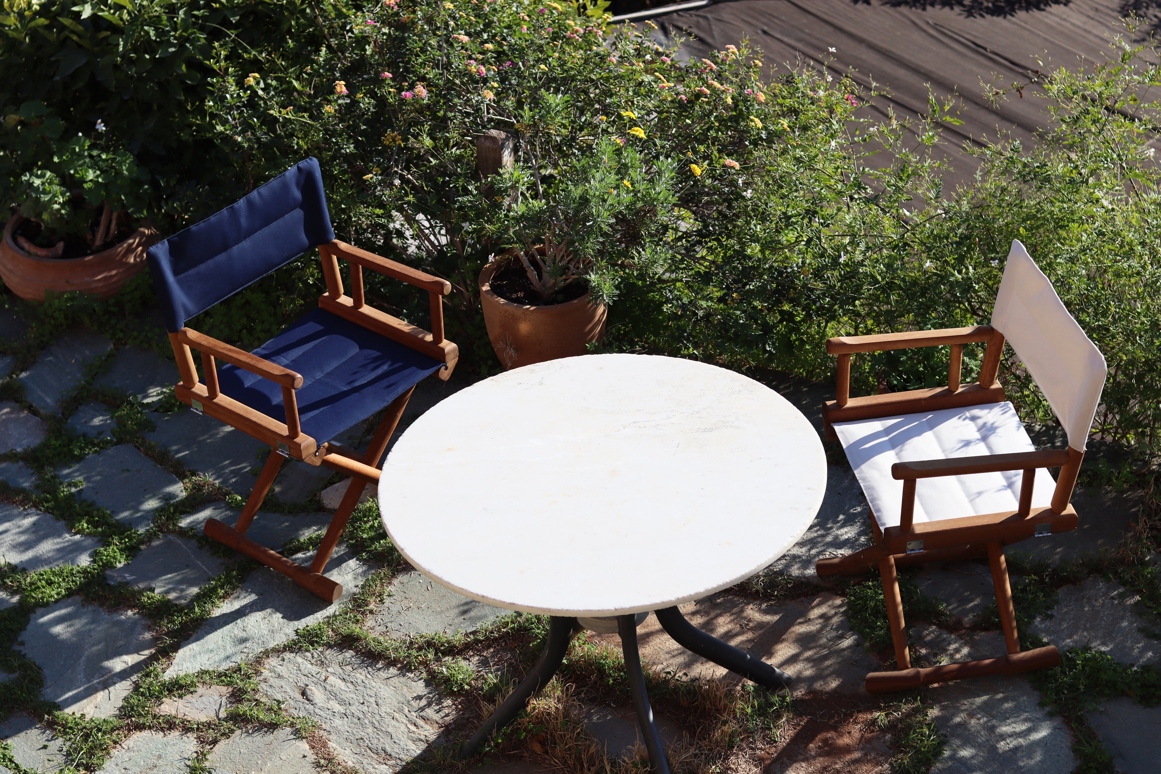 Forma Marine Teak Directors Chair with Armrests Folding - L15 #color_white