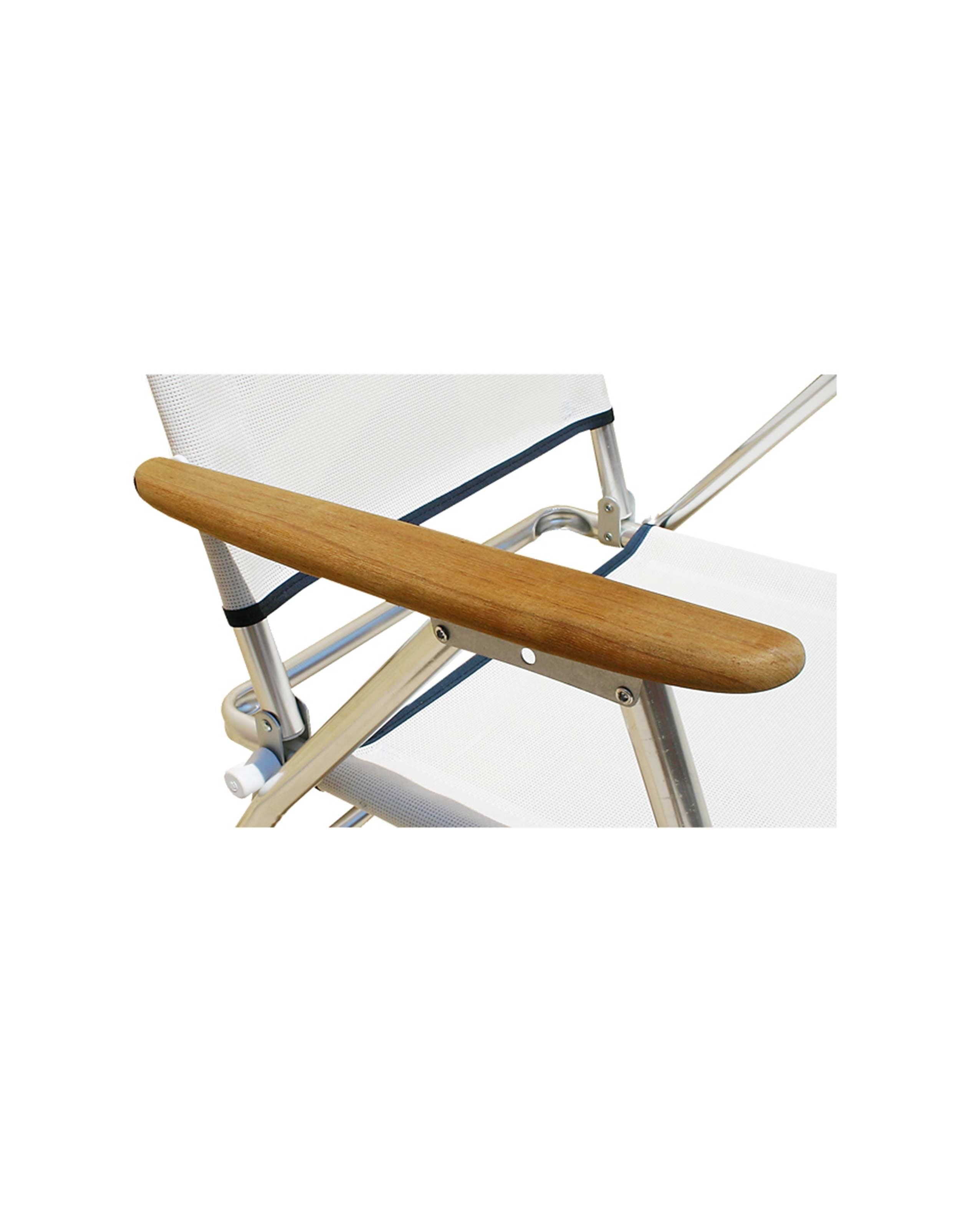 FORMA MARINE Boat Chair Folding Aluminum Blue  with Bamboo Armrests, M100B-BB #color_blue