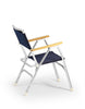 Folding Aluminum Boat Chair with Bamboo Armrests-M100-BB