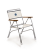 Folding Aluminum Boat Chair with Teak Armrests-M100