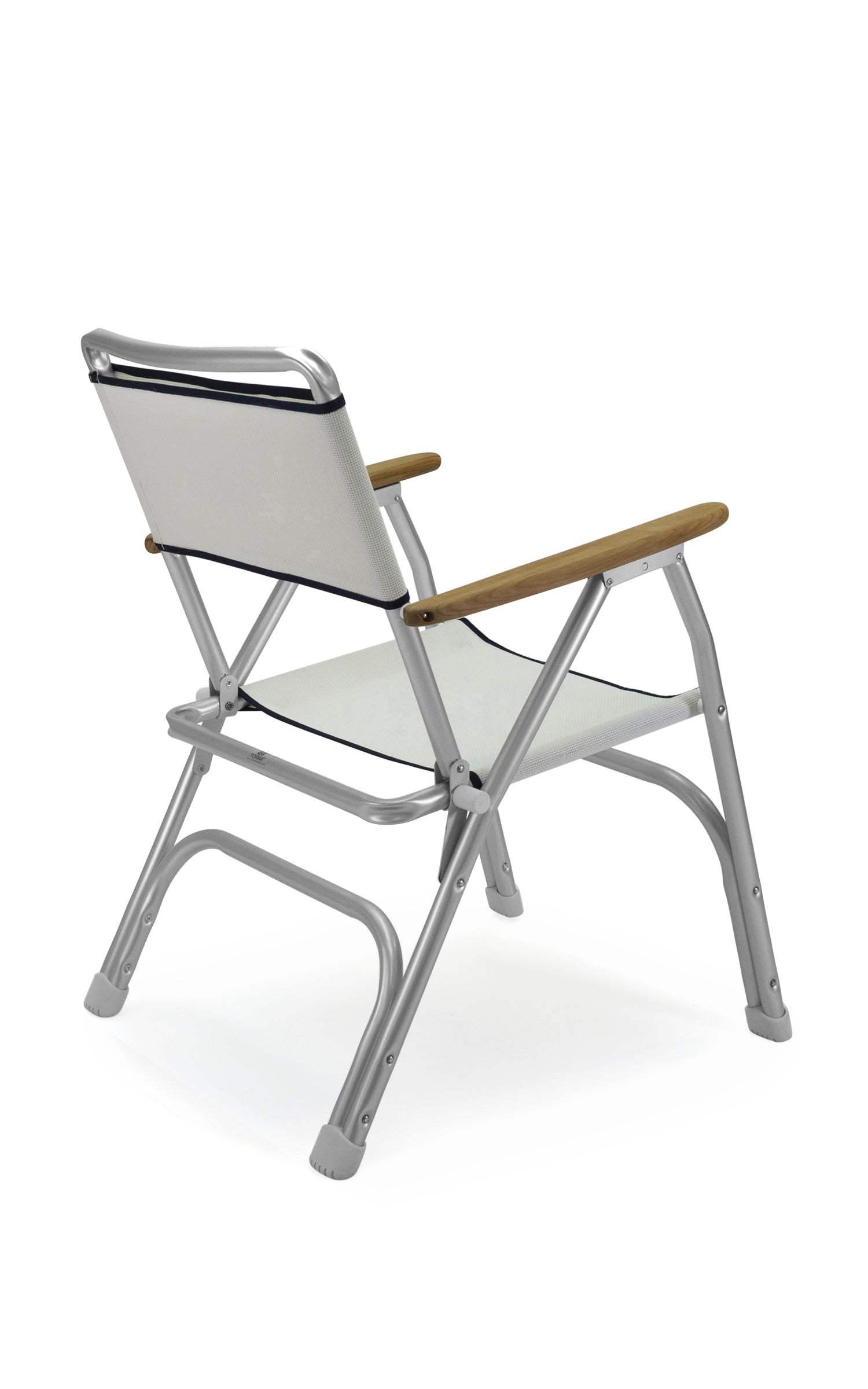 FORMA MARINE Boat Chair White Textilene with Teak Armrests, M100VW #color_white vinyl