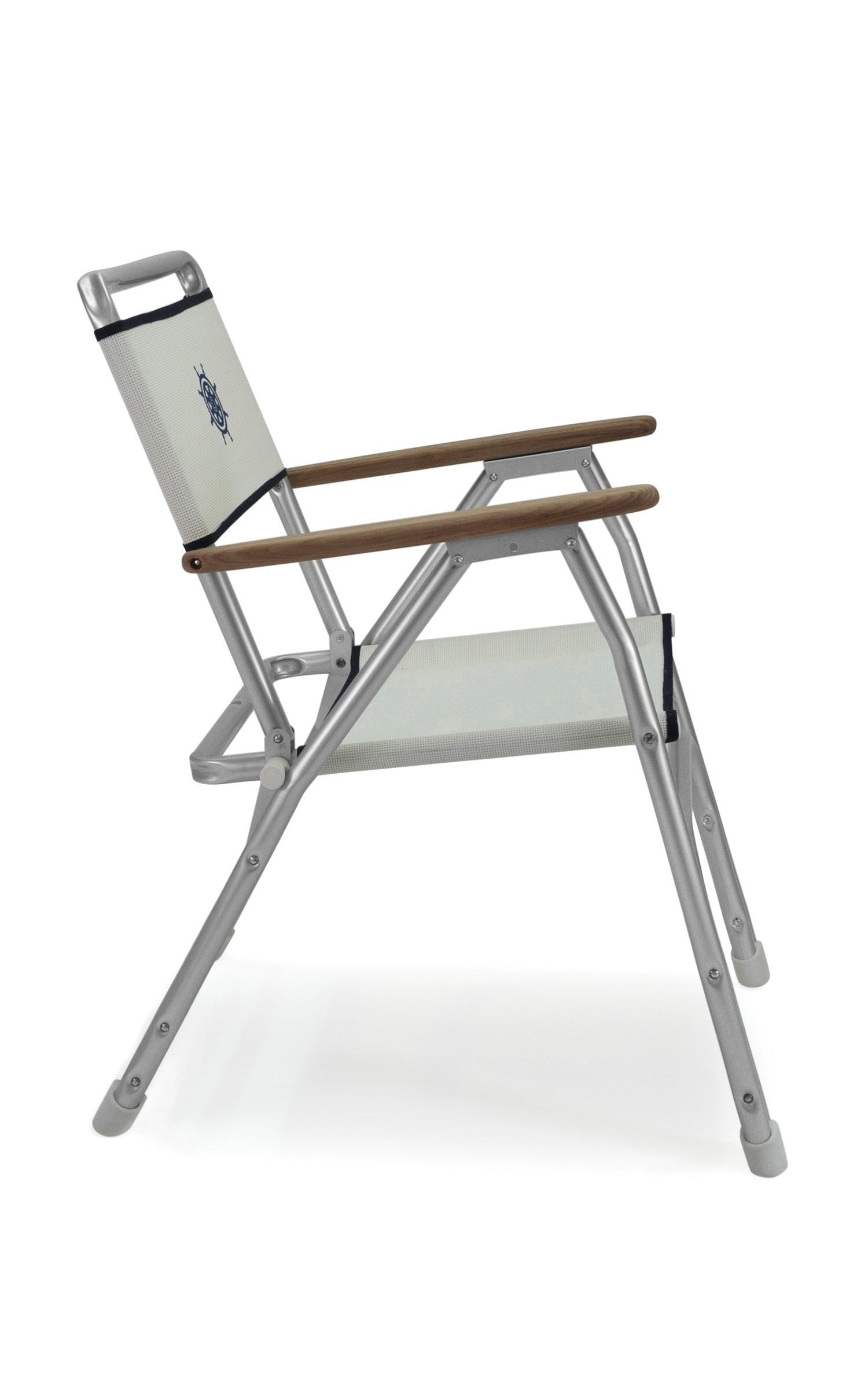 FORMA MARINE Boat Chair White Textilene with Teak Armrests, M100VW #color_white vinyl