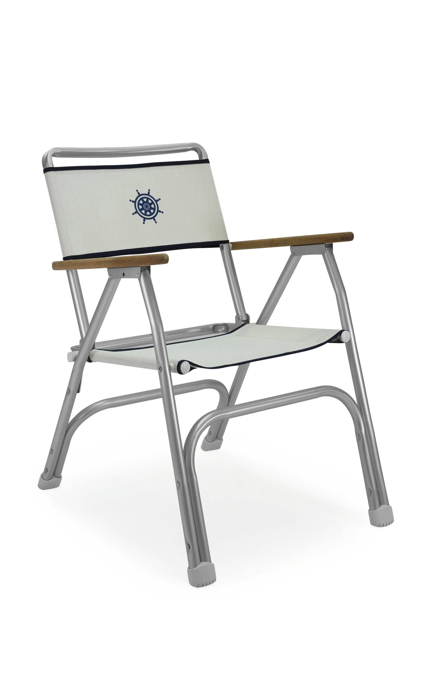 Forma Marines Bundles Boat Chair Teak Armrests Set of 2 M100W + Boat Table Folding Aluminum M250 B100250 #color_white