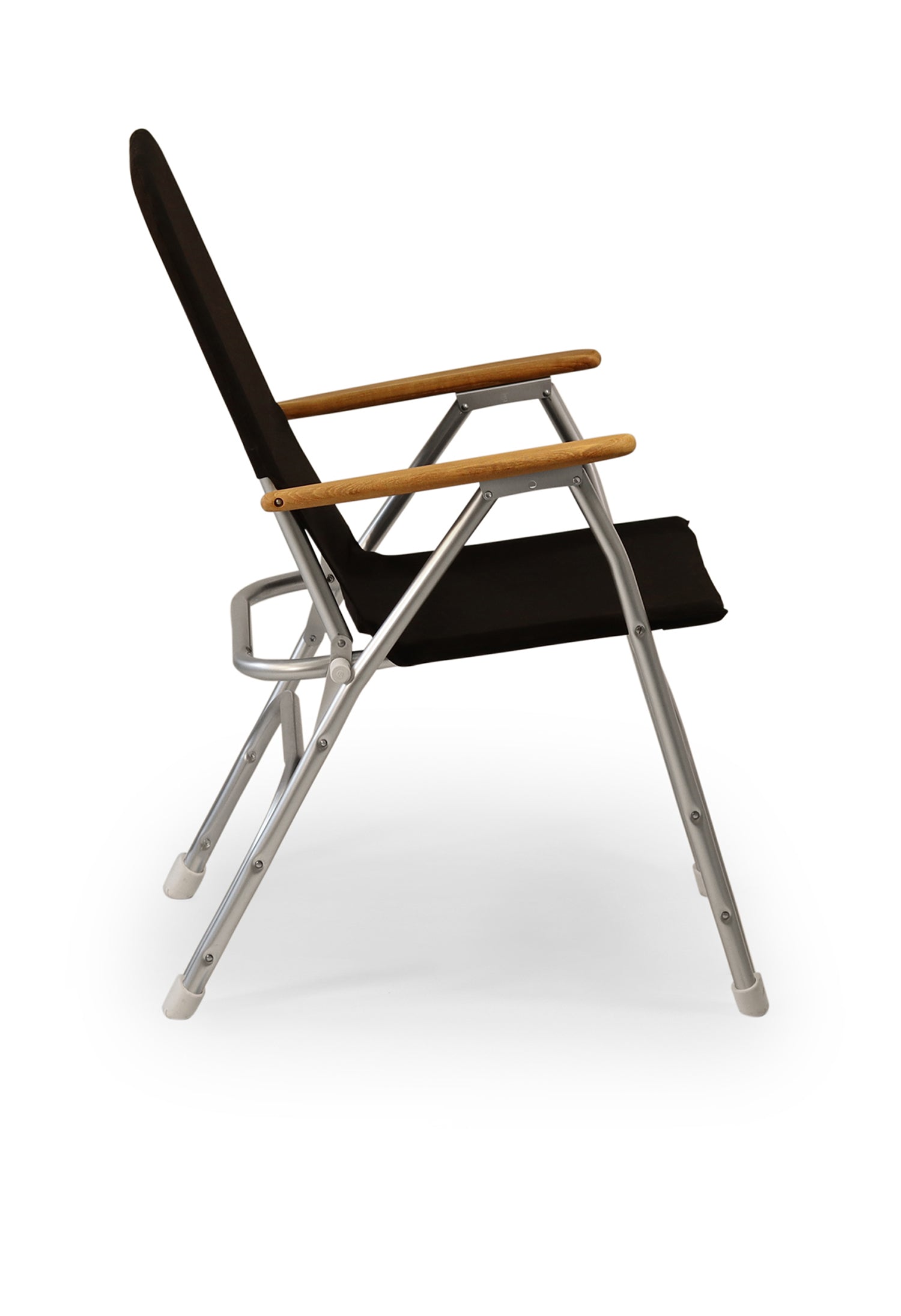 FORMA MARINE Boat Chair Folding Aluminum Black  with Teak Armrests Uniform Fabric, M120 #color_black