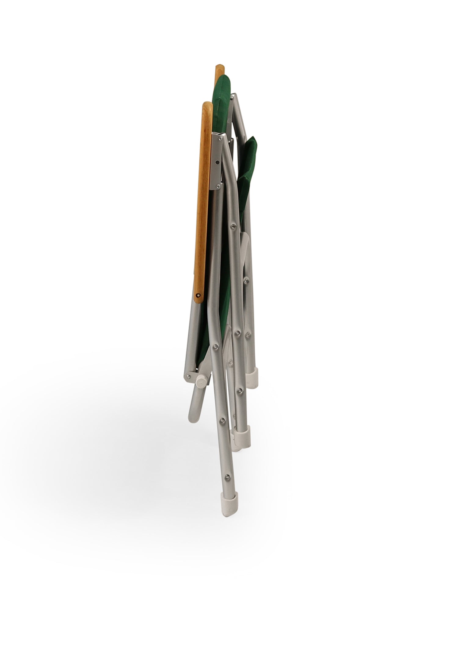 FORMA MARINE  Boat Chair Folding Aluminum Green with Teak Armrests Uniform Fabric, M120 #color_green