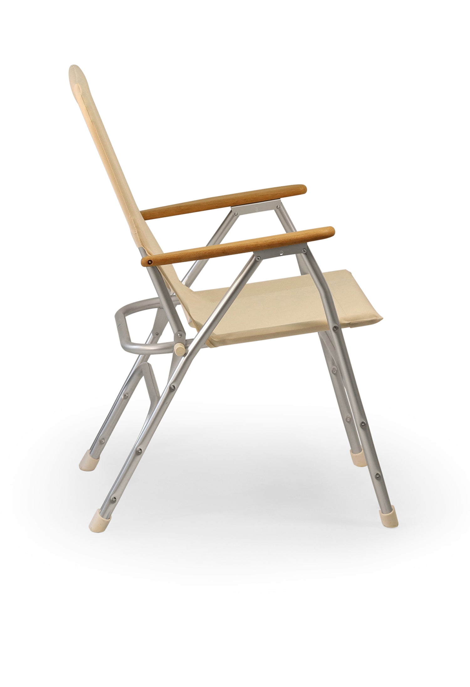 FORMA MARINE Boat Chair Folding Aluminum White with Teak Armrests Uniform Fabric, M120 #color_white