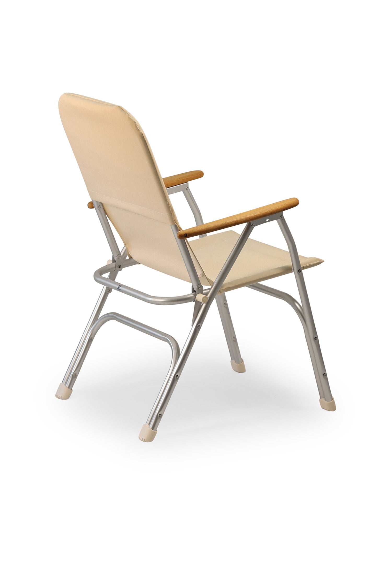 FORMA MARINE Boat Chair Folding Aluminum White with Teak Armrests Uniform Fabric, M120 #color_white