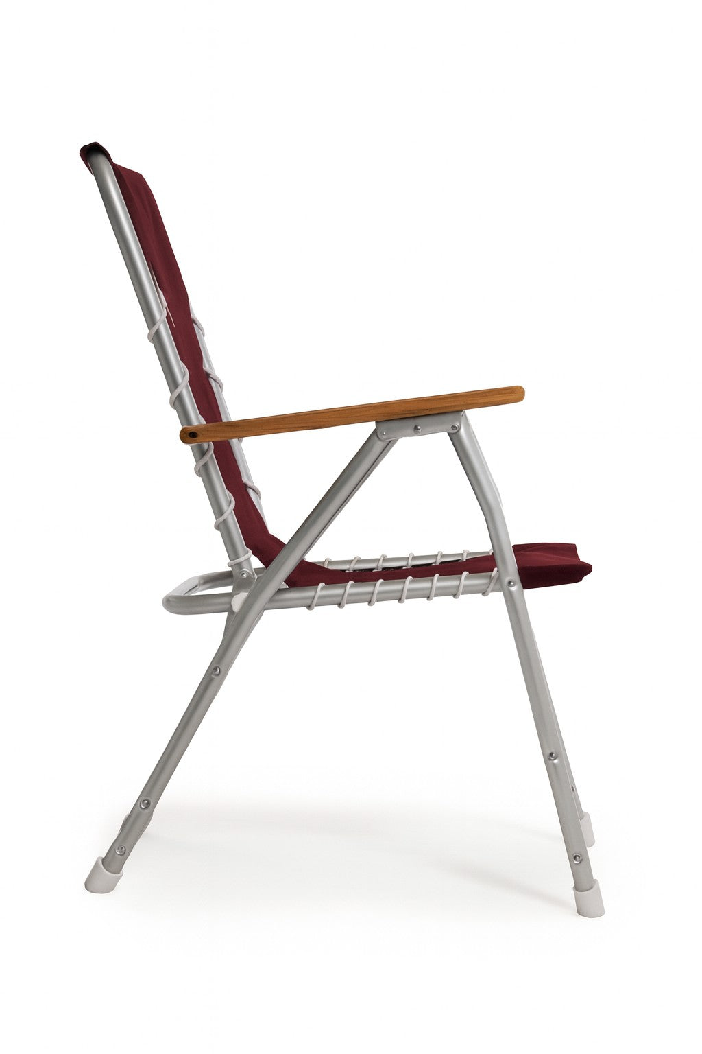 FORMA MARINE Boat Chair with Teak Armrests Folding Aluminum High Back Burgundy M150BRG #color_burgundy