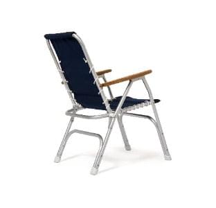 FORMA MARINE Boat Chair with Bamboo Armrests, Folding Aluminum High Back Navy Blue Set of 2 M150NB #color_navy