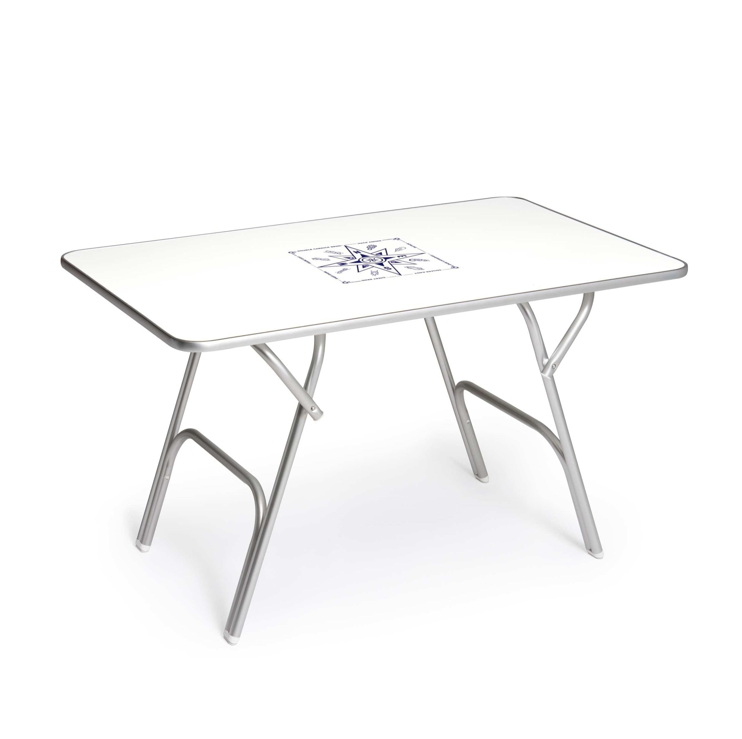 Forma Marine Folding Aluminum and White Melamine Boat Table Adjustable to 2 Fixed Heights 56/73cm-M600