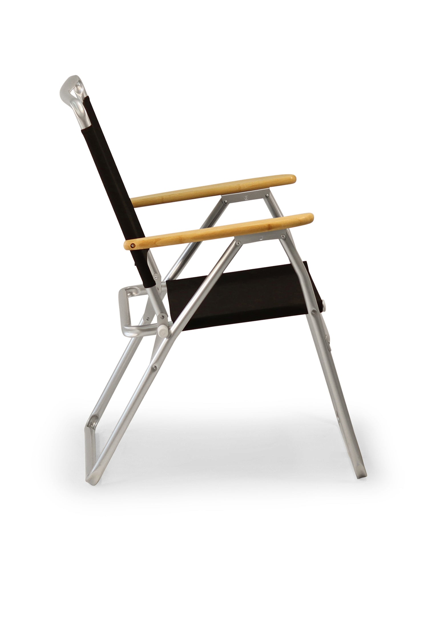 FORMA MARINE Outdoor Chair with Bamboo Armrests Folding Aluminum Black  PA160BL-BB #color_black