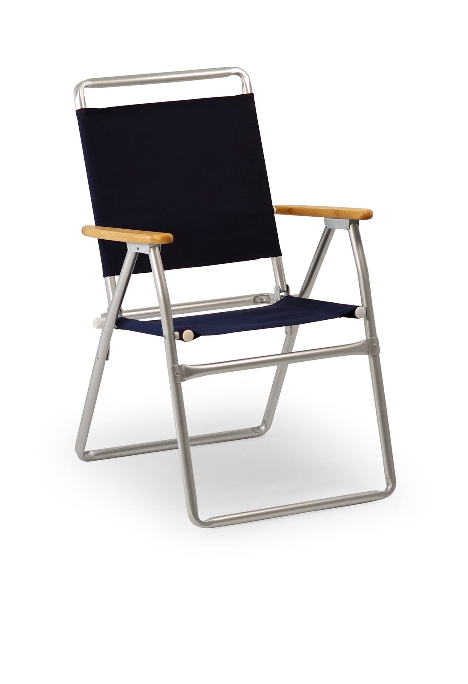 FORMA MARINE Outdoor Chair with Bamboo Armrests Folding Aluminum Navy Blue  PA160NB-BB #color_navy