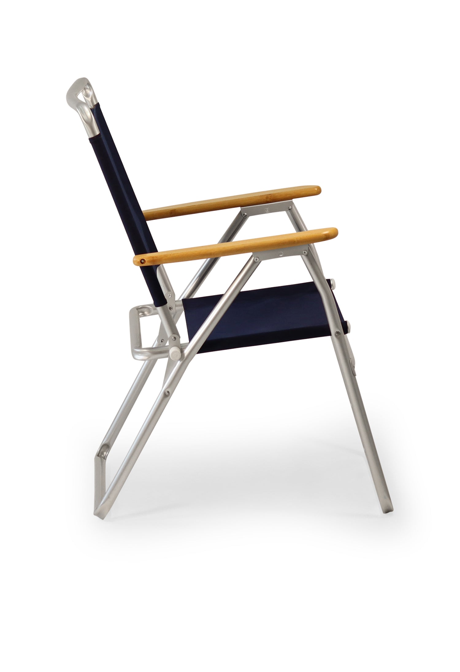 FORMA MARINE Outdoor Chair with Bamboo Armrests Folding Aluminum Navy Blue  PA160NB-BB #color_navy