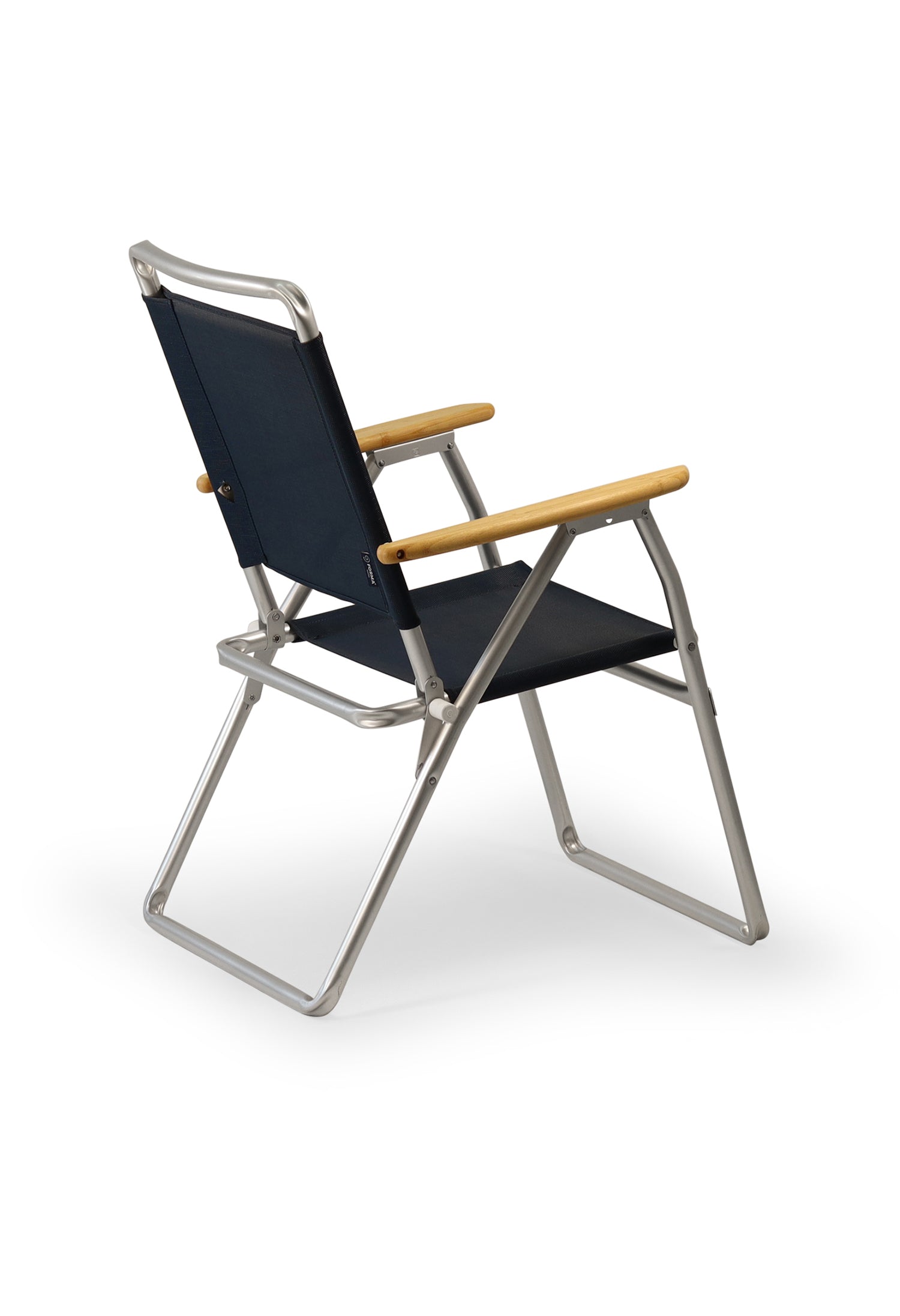 FORMA MARINE Outdoor Chair with Bamboo Armrests Folding Aluminum VINYL Navy Blue PA160VNB-BB #color_navy vinyl