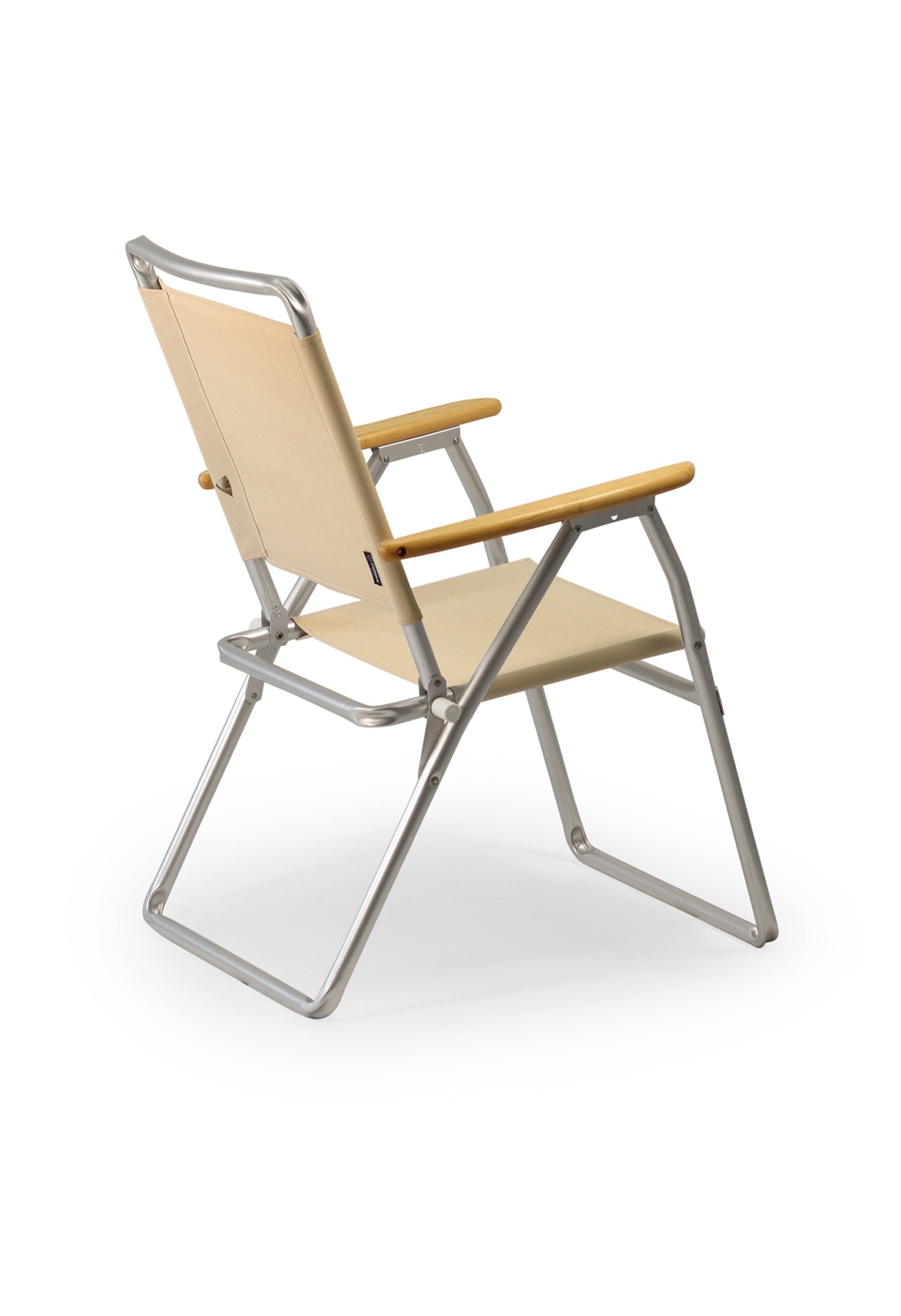 FORMA MARINE Outdoor Chair with Bamboo Armrests Folding Aluminum VINYL Off- white PA160VW-BB #color_beige