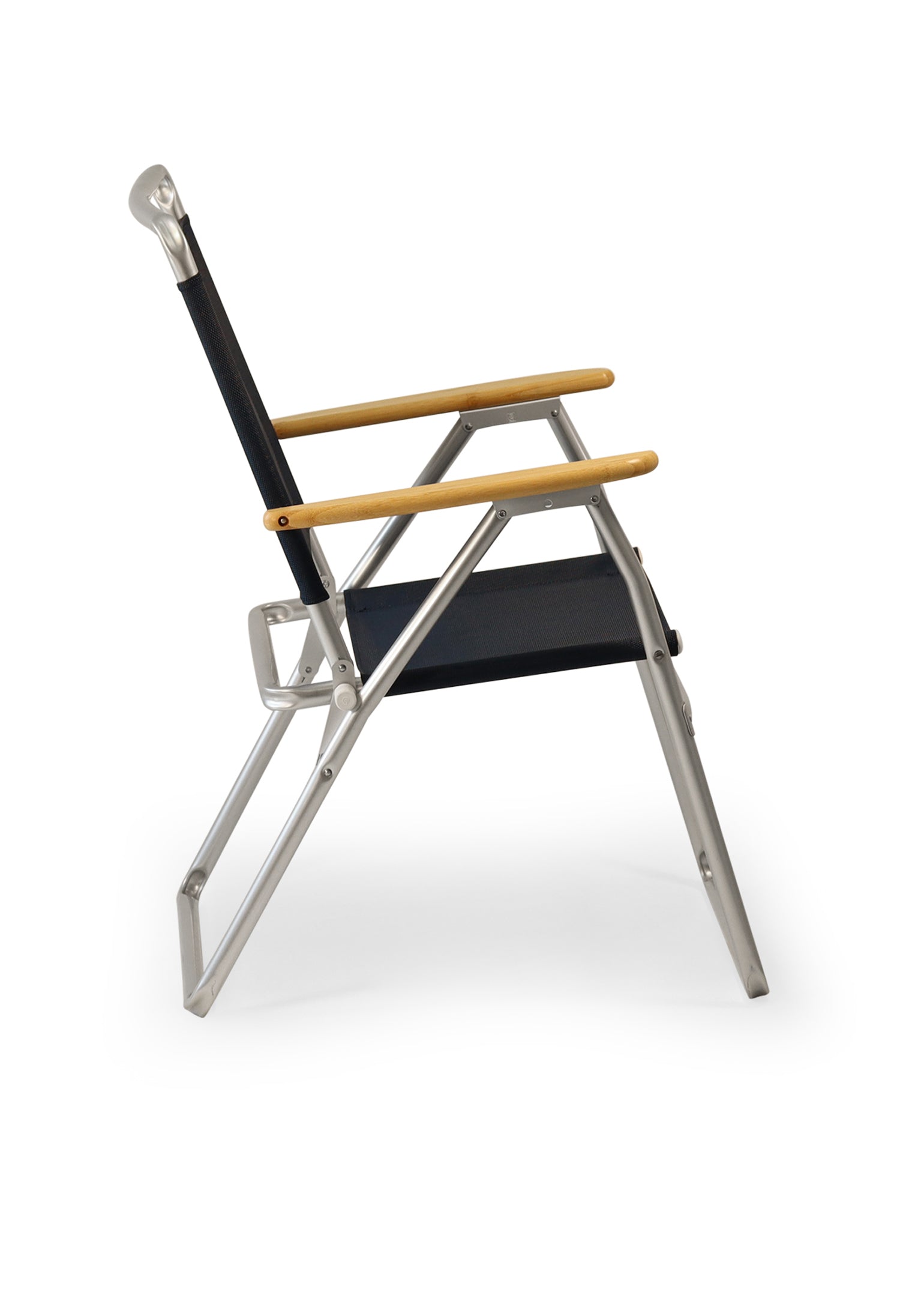 Folding Aluminum Outdoor Chair with Teak Armrests Set of 2-PA160