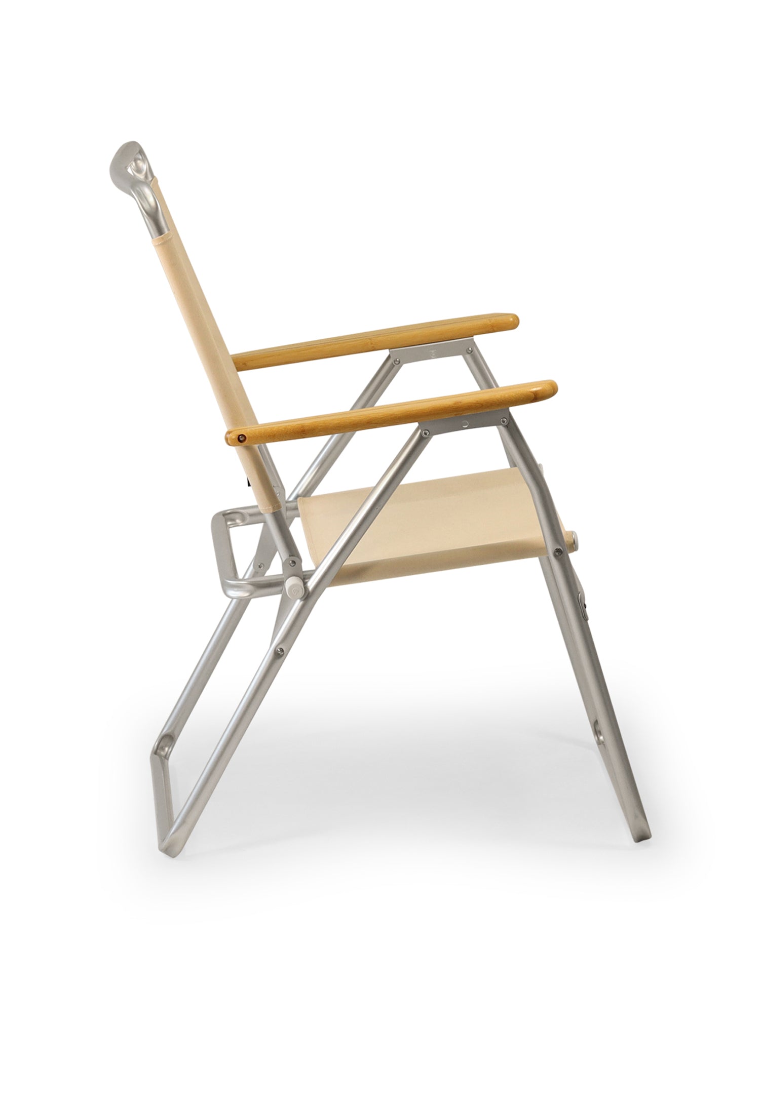 FORMA MARINE Outdoor Chair with Bamboo Armrests Folding Aluminum Off-White  PA160W-BB #color_white