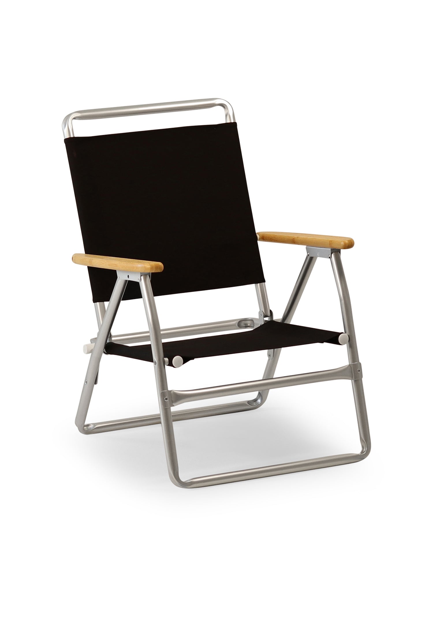 FORMA MARINE Outdoor Chair with Bamboo Armrests Folding Aluminum Black  PA600BL-BB #color_black
