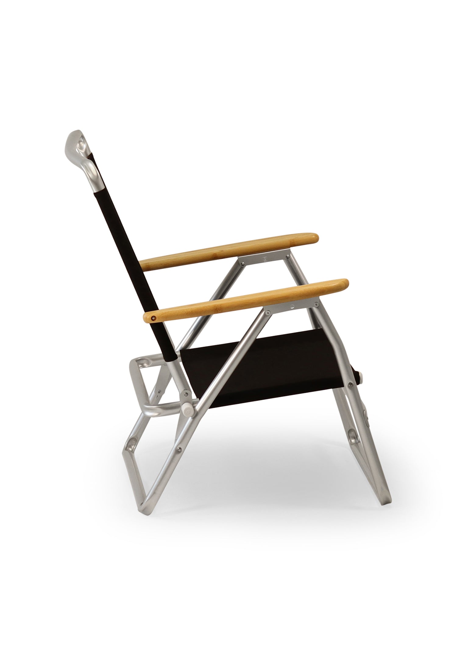FORMA MARINE Outdoor Chair with Bamboo Armrests Folding Aluminum Black  PA600BL-BB #color_black