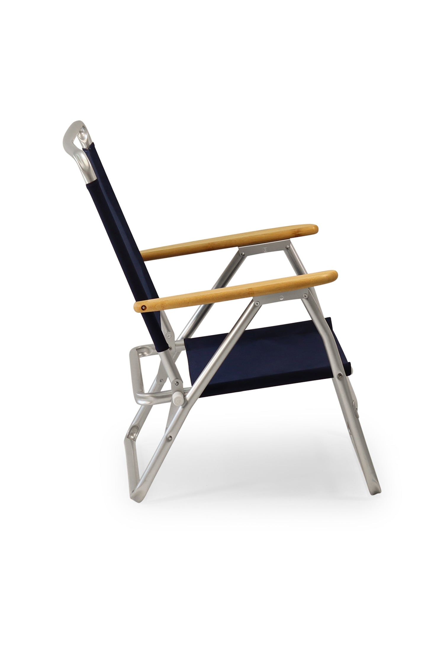 FORMA MARINE Outdoor Chair with Bamboo Armrests Folding Aluminum Navy Blue  PA600NB-BB #color_navy