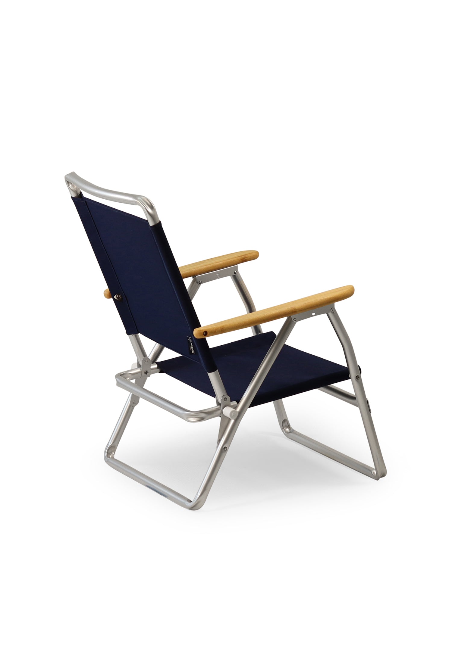 FORMA MARINE Outdoor Chair with Bamboo Armrests Folding Aluminum VINYL Navy Blue PA600VNB-BB #color_navy vinyl