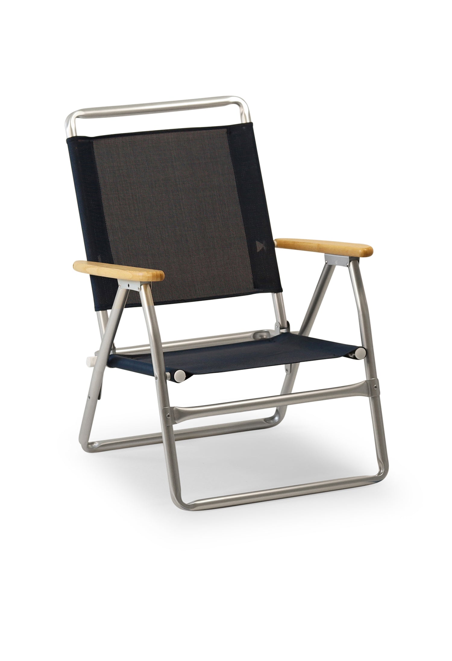 FORMA MARINE Outdoor Chair with Bamboo Armrests Folding Aluminum VINYL Navy Blue PA600VNB-BB #color_navy vinyl