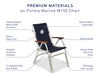 FORMA MARINE Folding Aluminum High Back Brown Boat Chair with Teak Armrests, Model M150BR