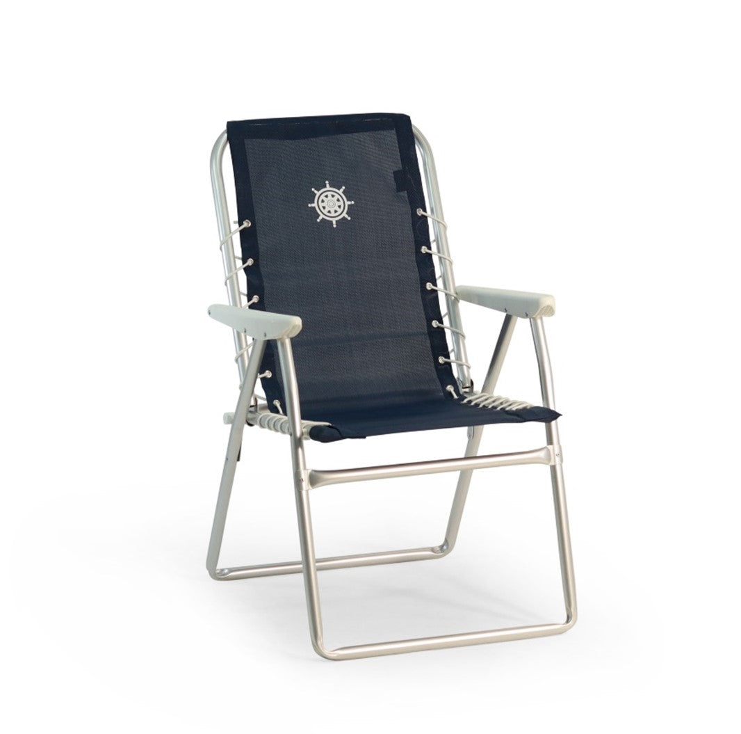 Forma Marine Outdoor Chair Textilene Fabric With plastic armrests Folding Aluminum Set of 2-PA150VNB #color_navy vinyl