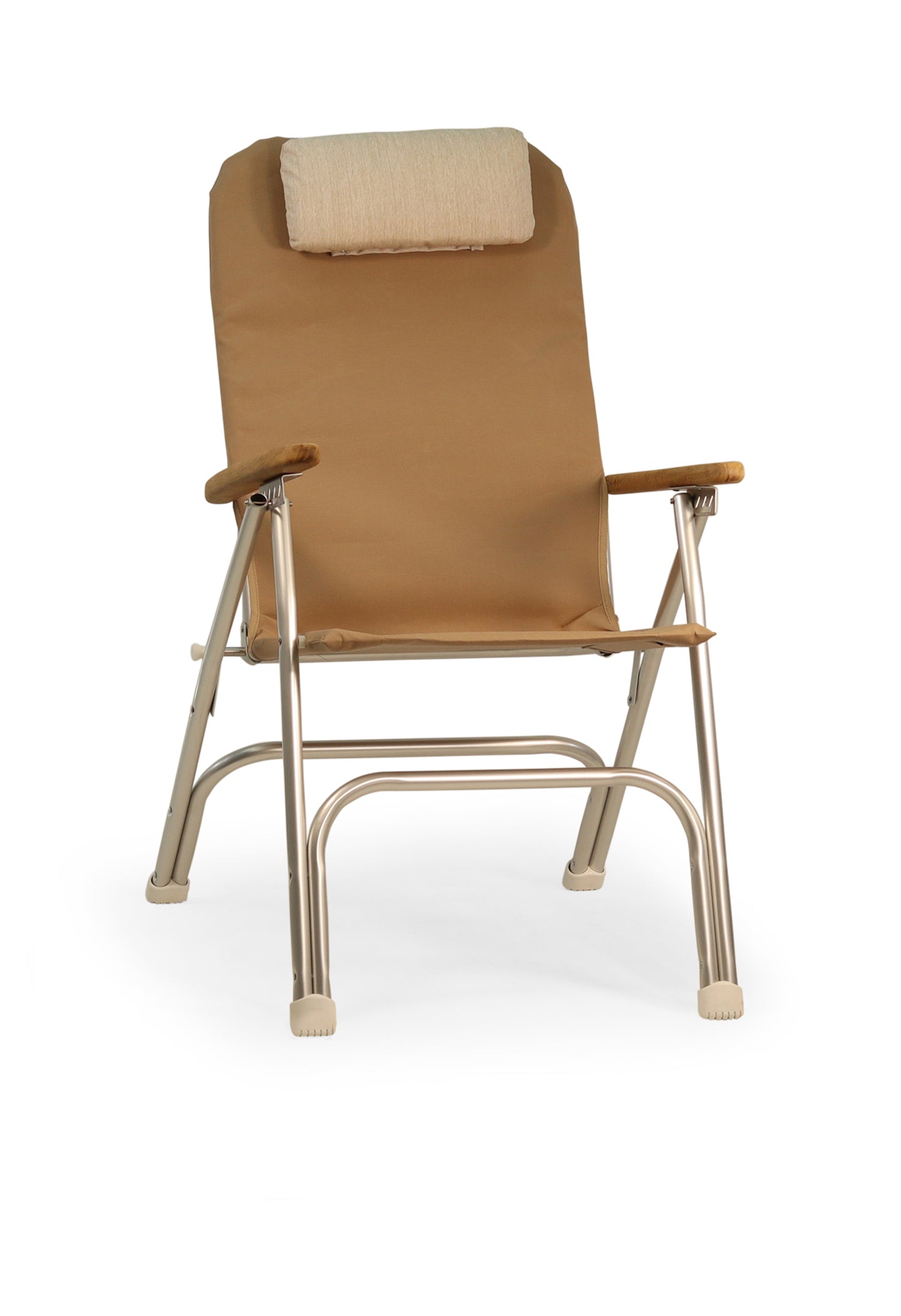 FORMA MARINE Boat Chair Aluminum Folding Reclining with Teak Armrests Uniform Fabric R120BR #color_brown