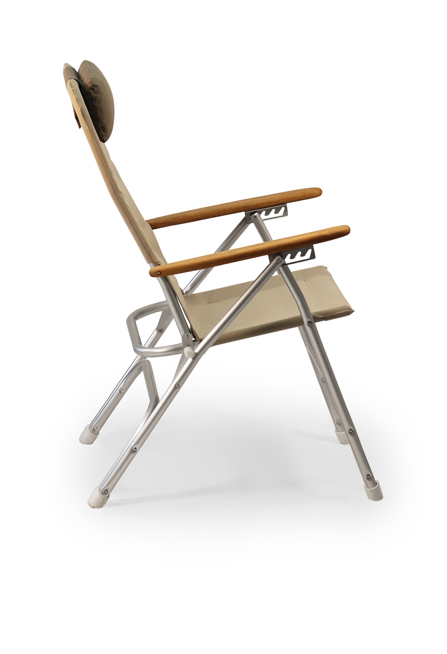FORMA MARINE Boat Chair Aluminum Folding Reclining with Teak Armrests Uniform Fabric R120G #color_grey