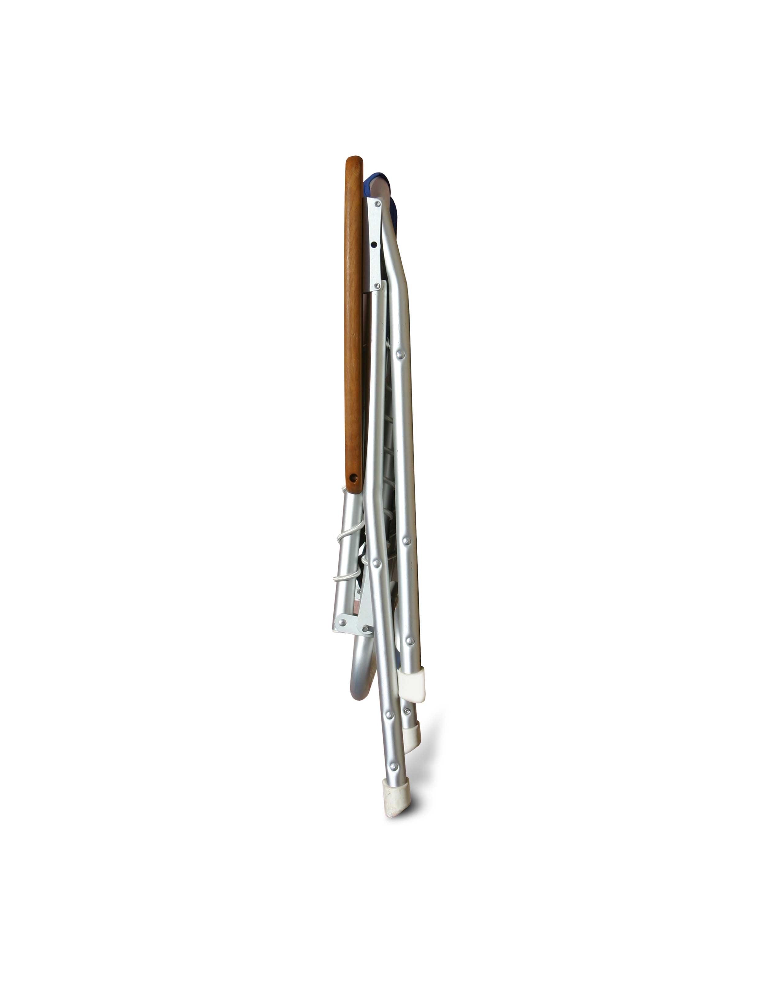 FORMA MARINE Folding Boat Chair with Bamboo Armrests Aluminum High Back White M150WX-BB  #color_white