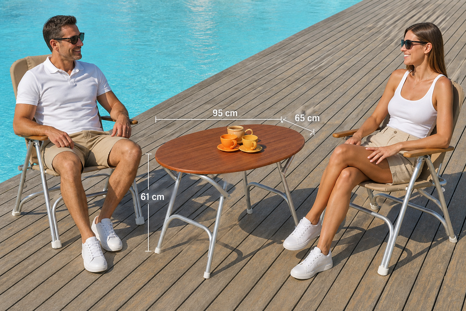 Aluminum Folding RECLINING Boat Chair in 4 Positions.Adjustable Head Rest.Iroko Armrests. R120