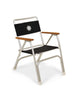 FORMA MARINE Folding Aluminum Black Boat Chair with Teak Armrests, Model M100BL