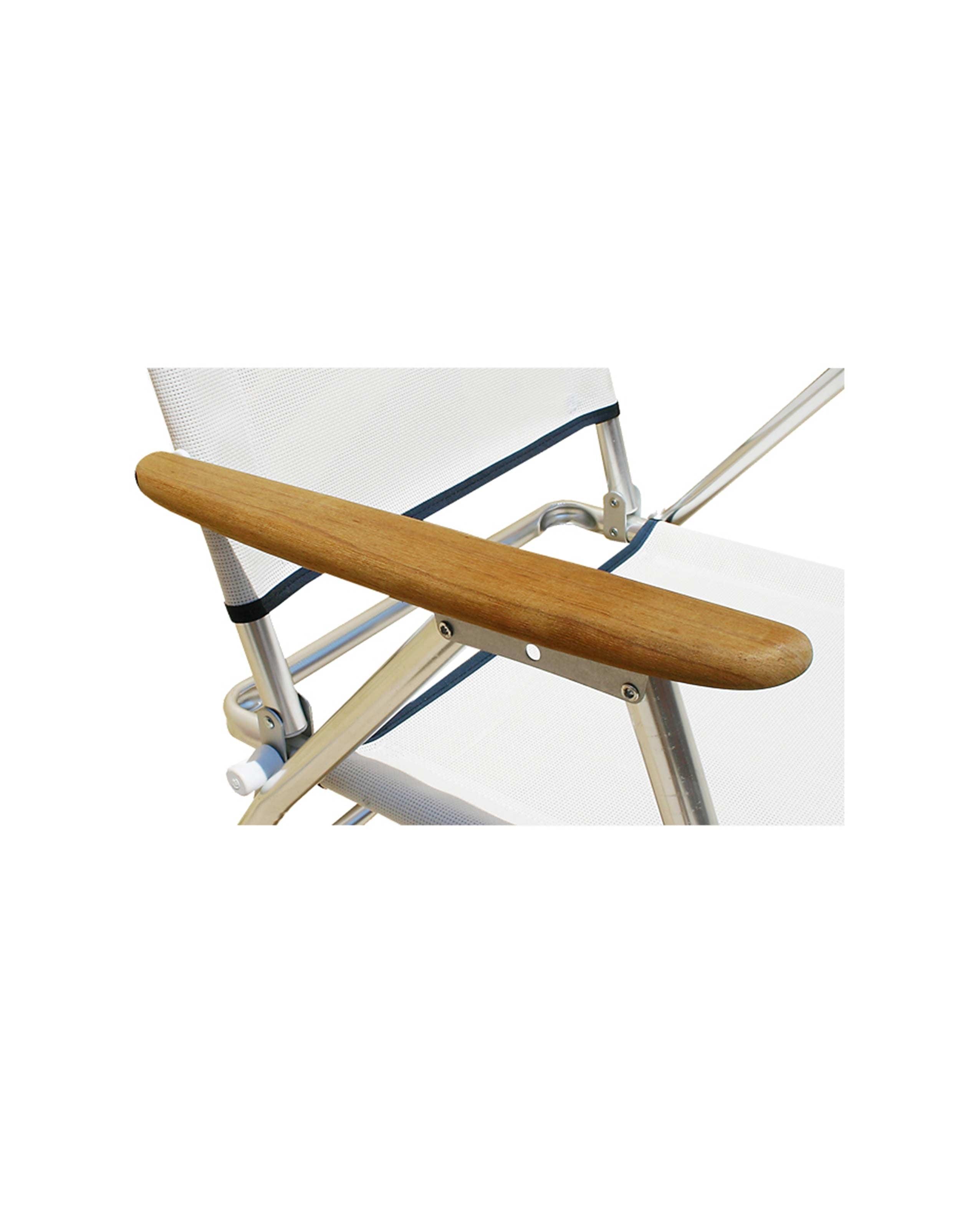 FORMA MARINE Outdoor Chair with Teak Armrests-Textilene Fabric Folding Aluminum White, PA160AT #color_white