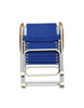 FORMA MARINE Folding Aluminum High Back Blue Boat Chair with Teak Armrests, Model M150B